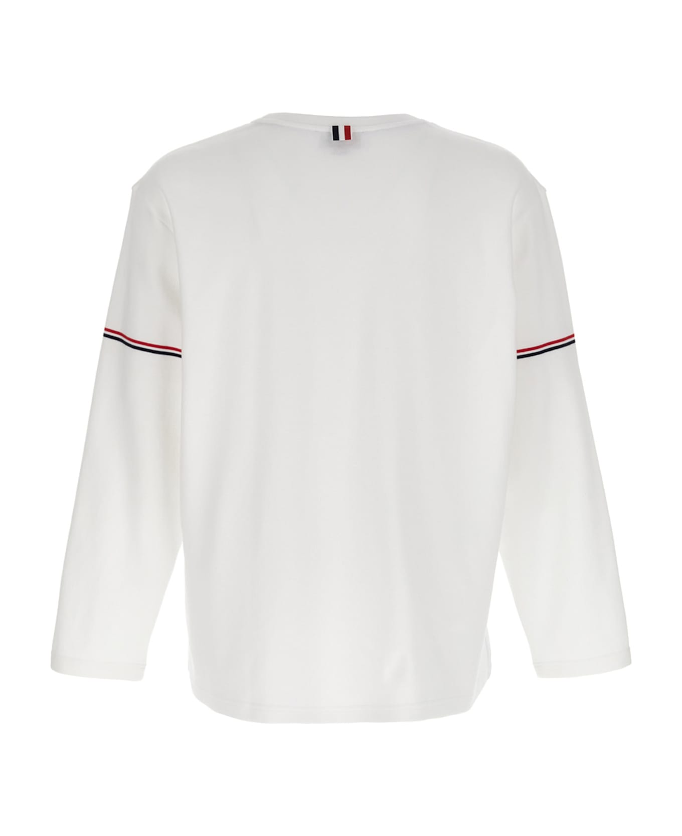 【関税込み】Thom Browne ホワイト Rugby コットン 半袖Tシャツ Thom Browne Rugby Fit Short Sleeve Cotton T-shirt In White