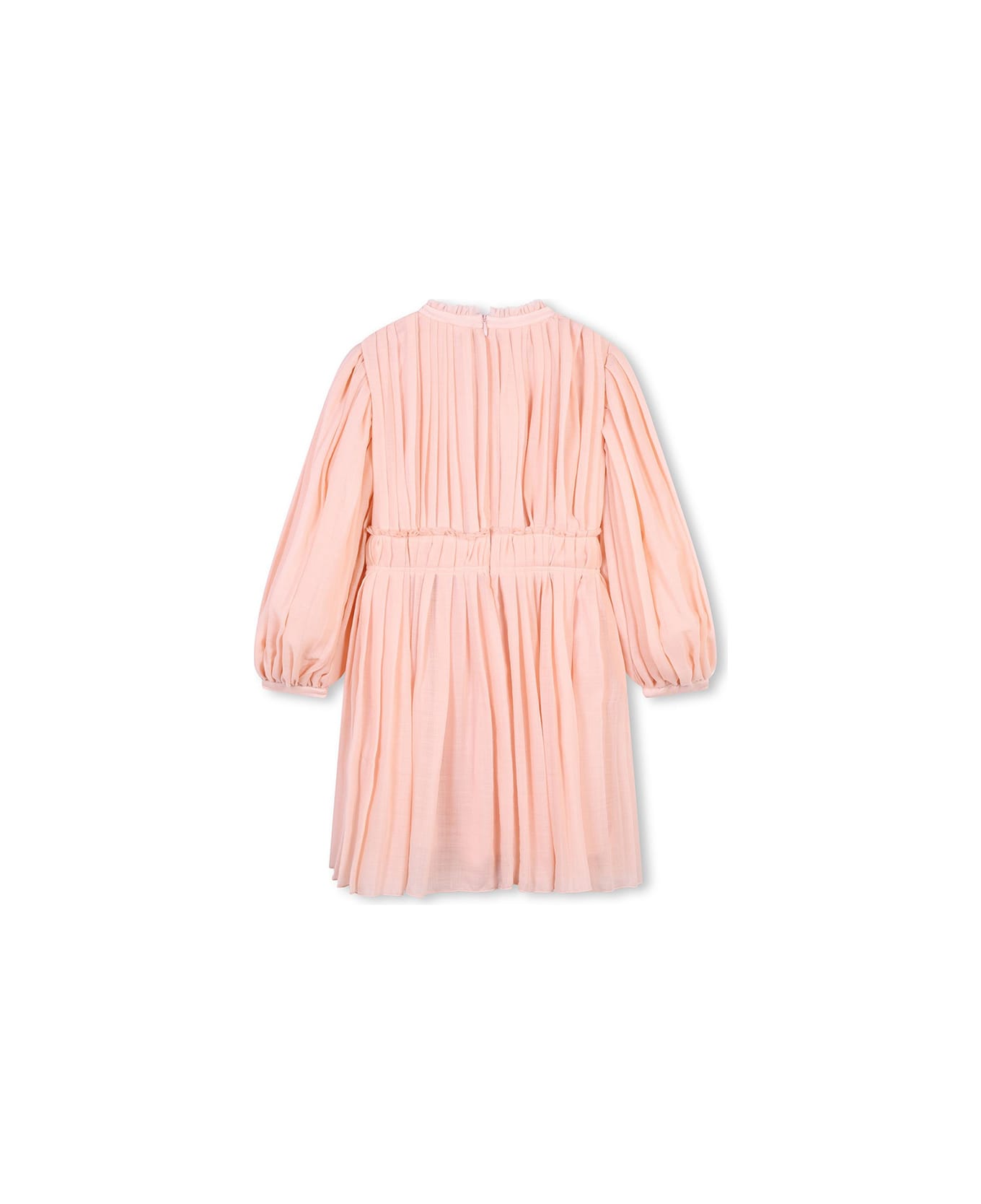 Chloé Washed Pink Pleated Wool Dress - Pink