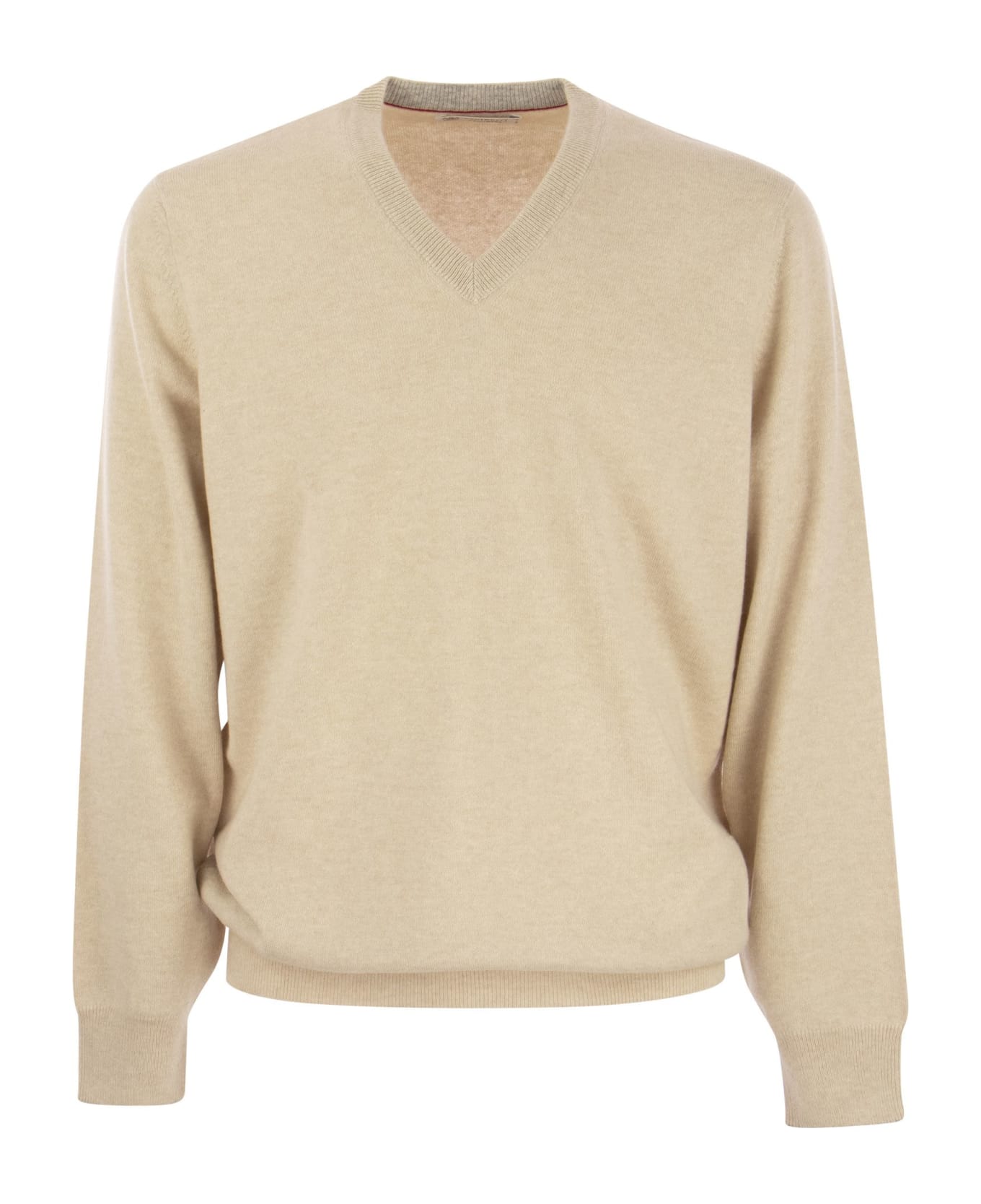 Brunello Cucinelli Cashmere V-neck Sweater - Sand