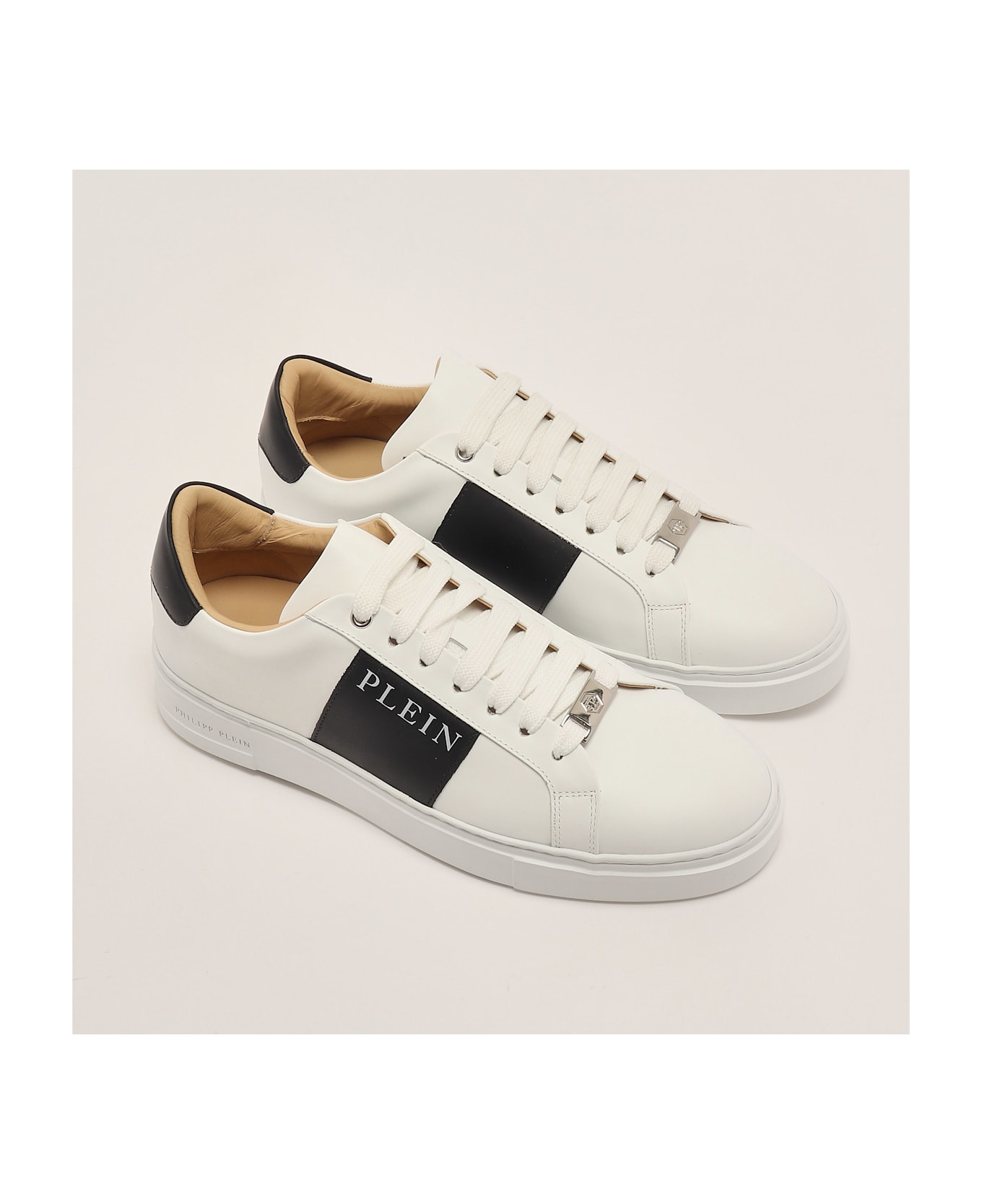 Philipp Plein Lo-top Nappa Sneaker - B.CO TAB NERO