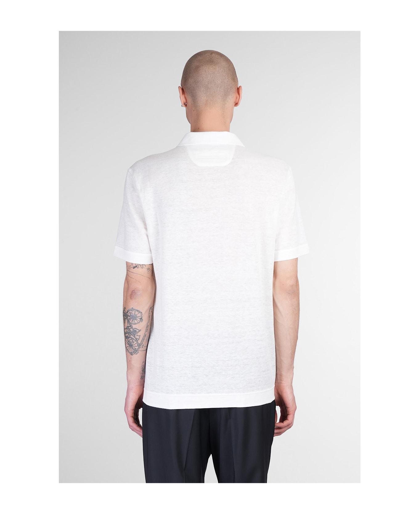 Zegna Polo In Beige Linen - beige