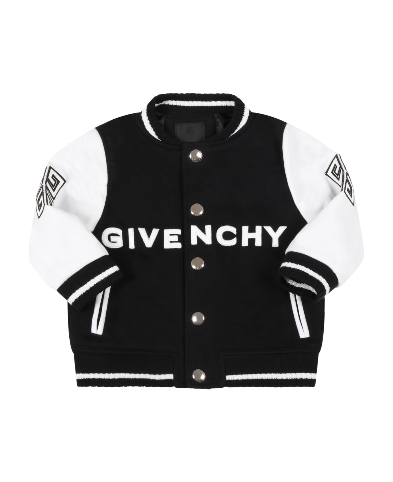 Givenchy Black Jacket For Baby Kids With White Logo - Multicolor