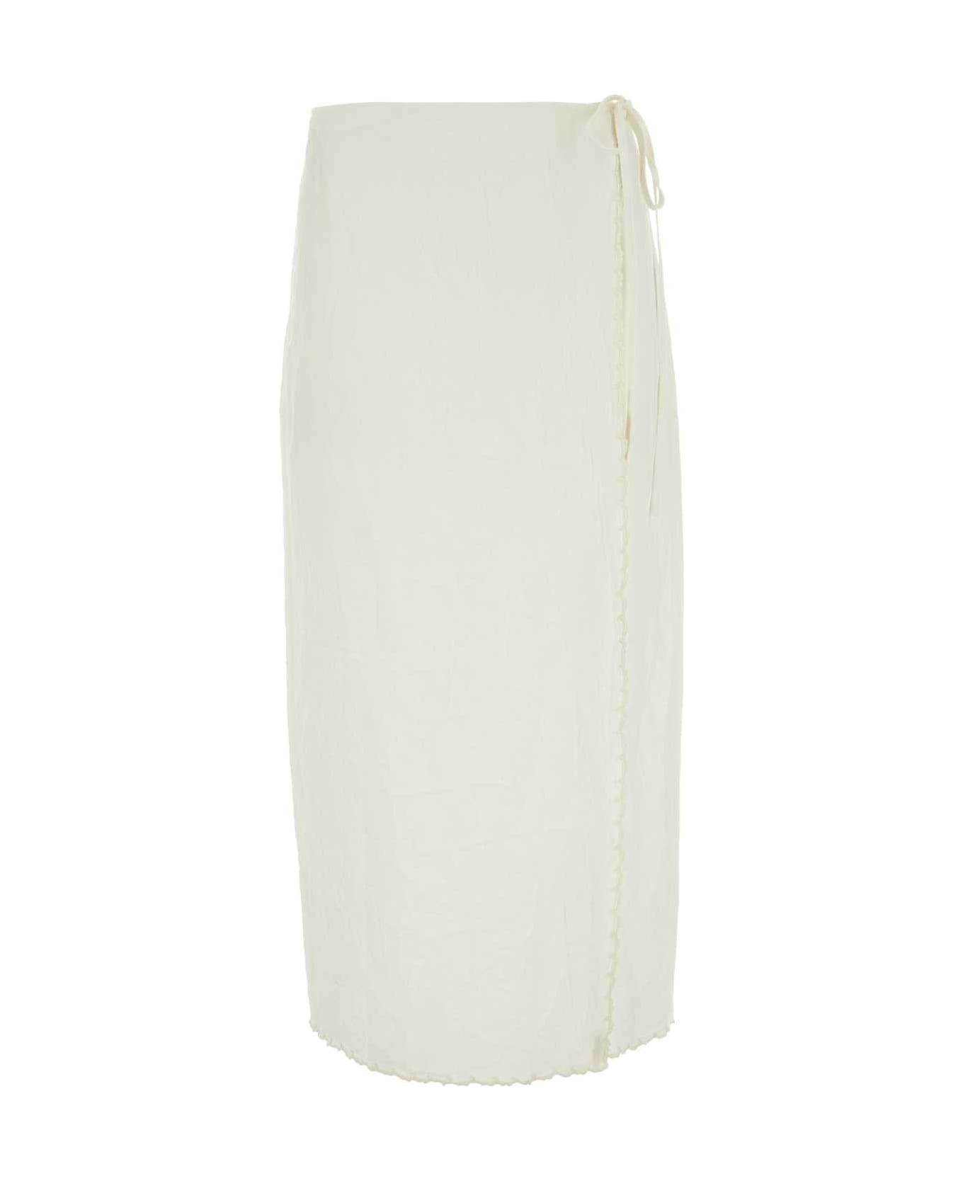 Prada Ivory Linen Skirt - BIANCO スカート