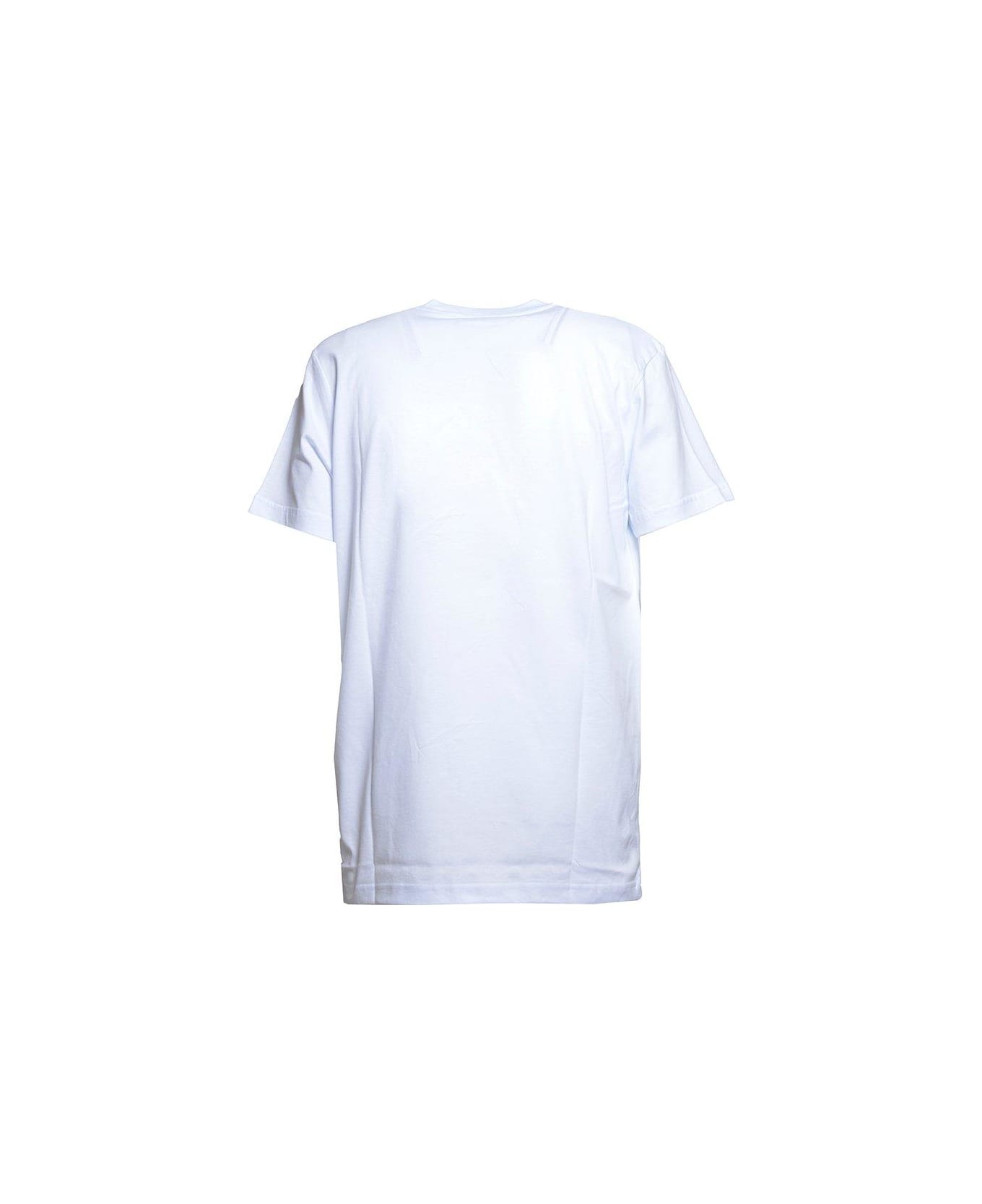 Philipp Plein Logo-patch Crerwneck T-shirt - Bianco/fucsia