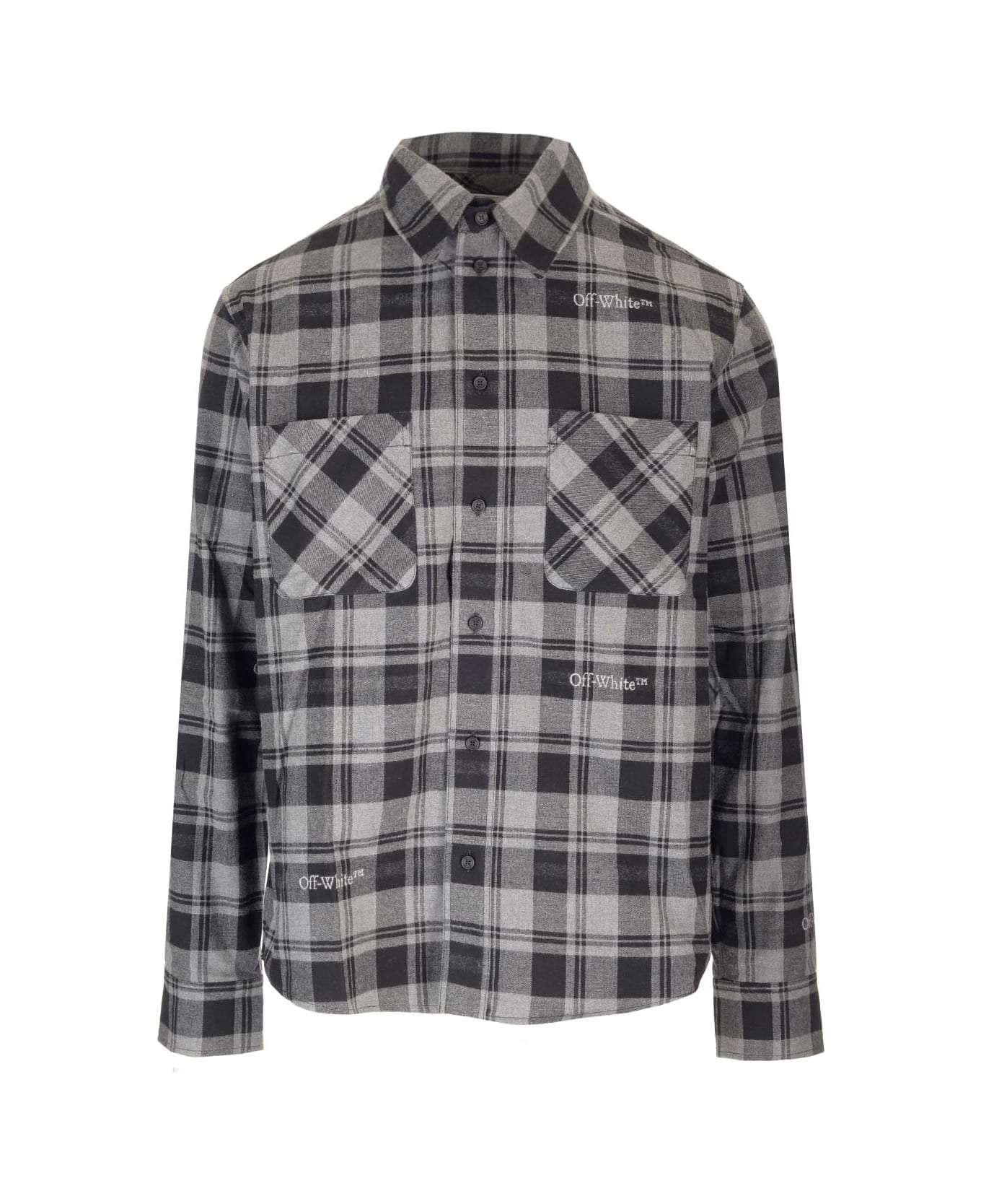 Off-White Check Flannel Shirt - Grey