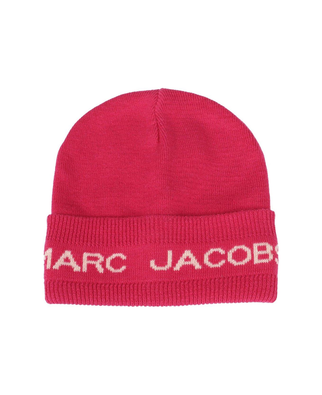 Little Marc Jacobs Logo Intarsia Knitted Beanie - Fucsia