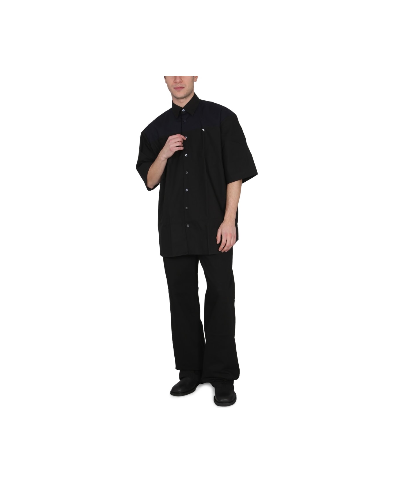 Raf Simons Two-tone American Shirt - BLACK