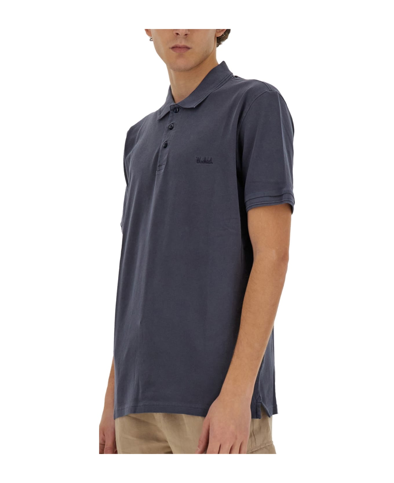Woolrich Polo With Logo - MELTON BLUE