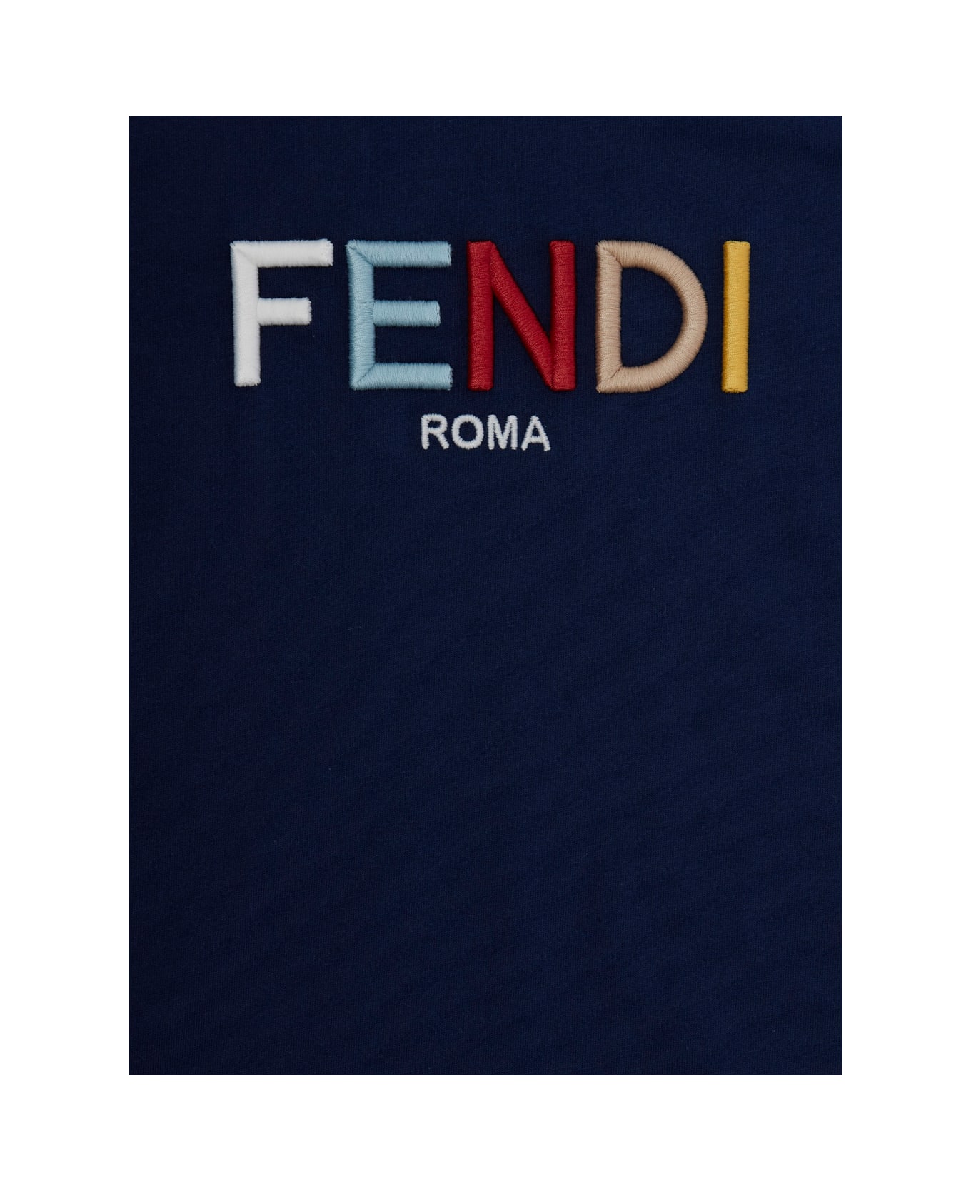 Fendi Blue T-shirt With Multicolor Logo Lettering In Cotton Boy - Blu