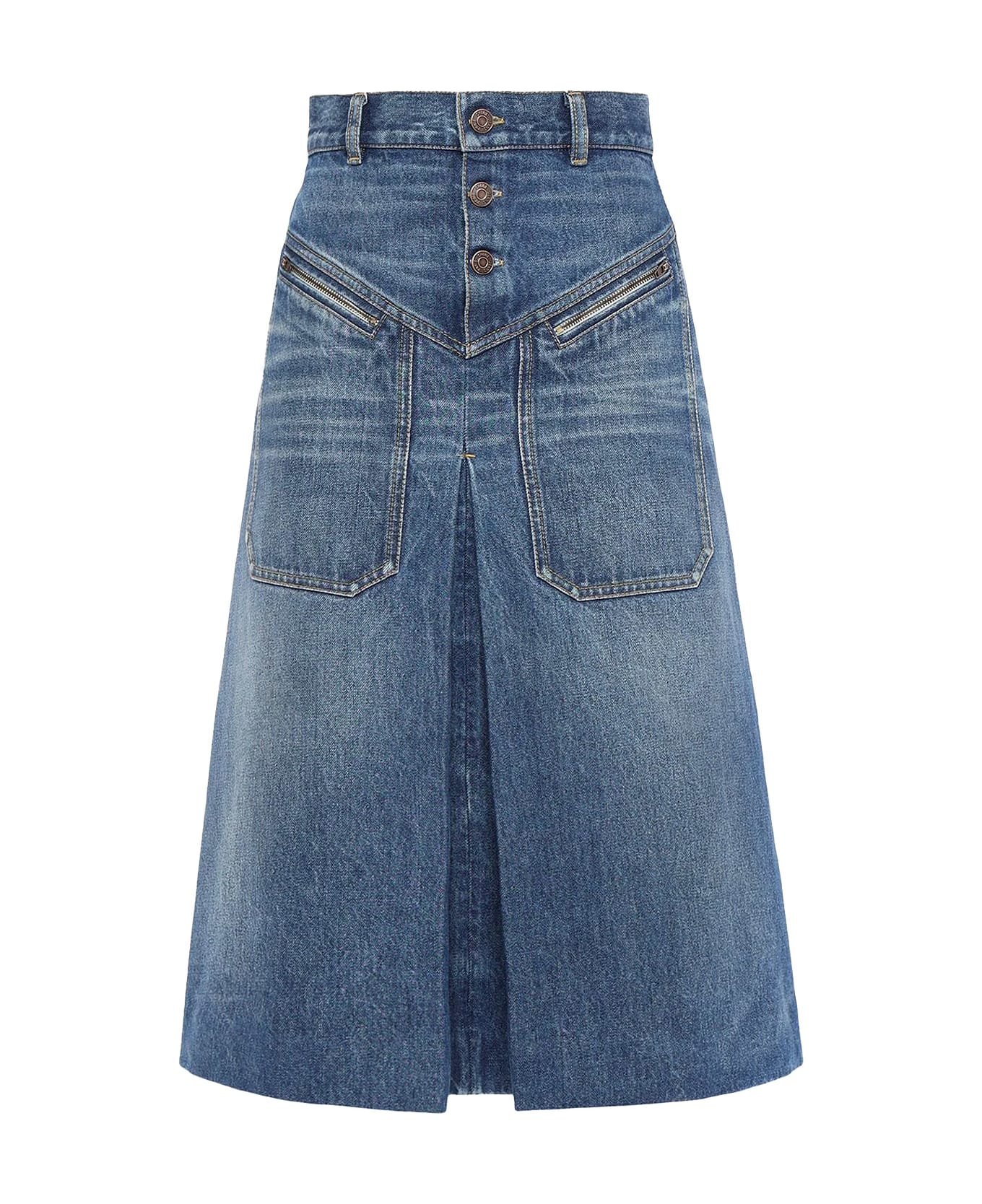 Chloé Denim Midi Skirt - Hazy Blue