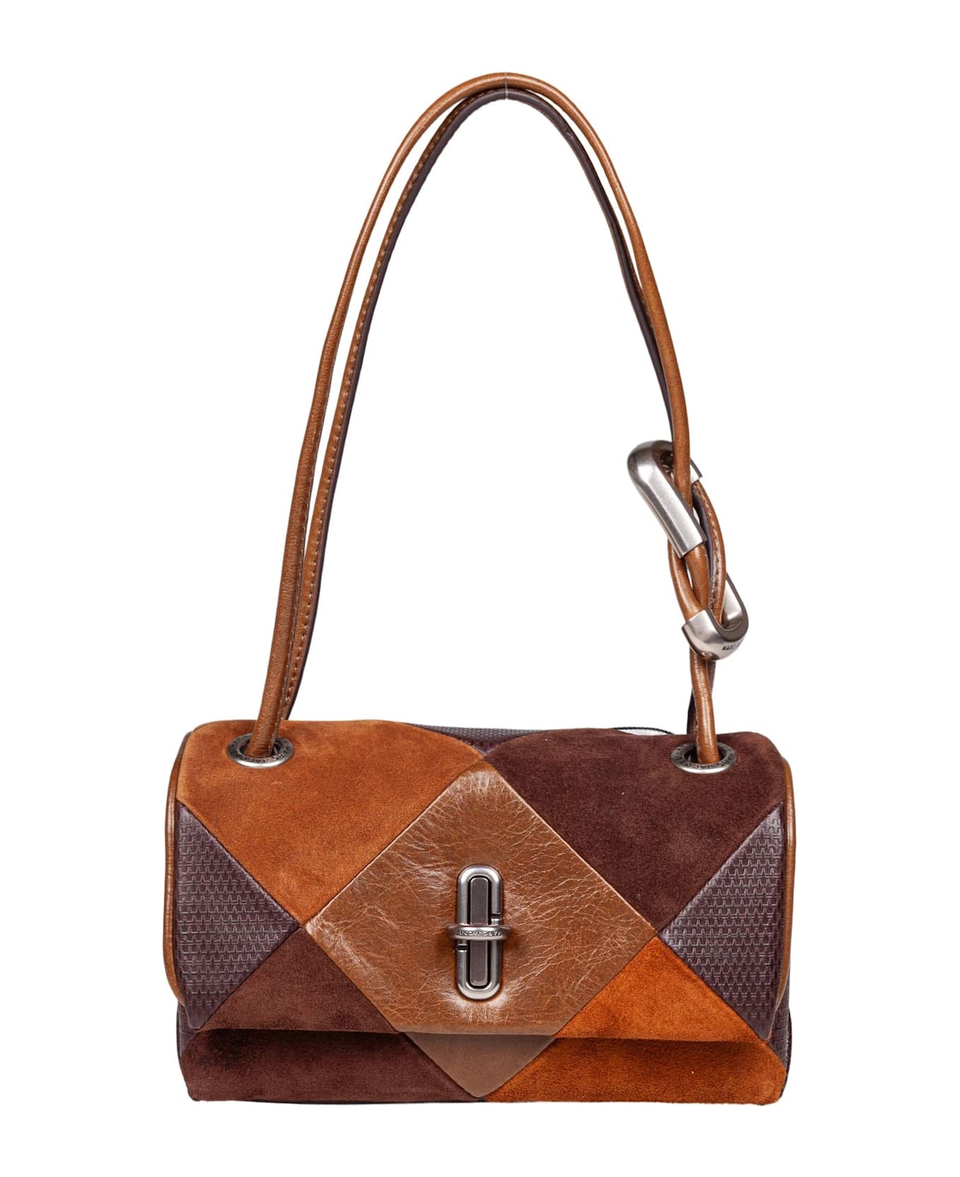 Marc Jacobs The Mini Dual Shoulder Bag In Patchwork Suede - BROWN