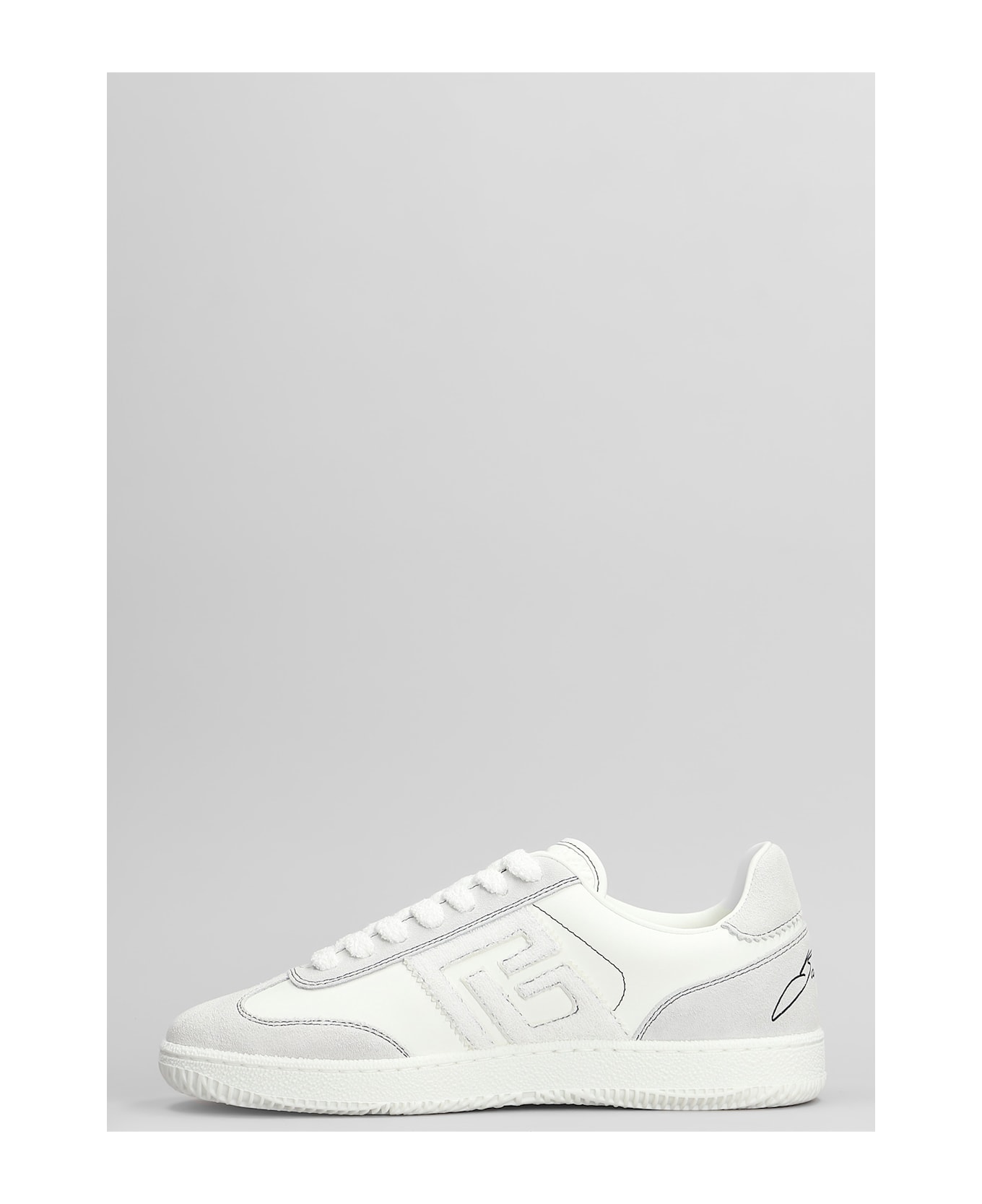 Balmain Sneakers In White Suede And Leather - white