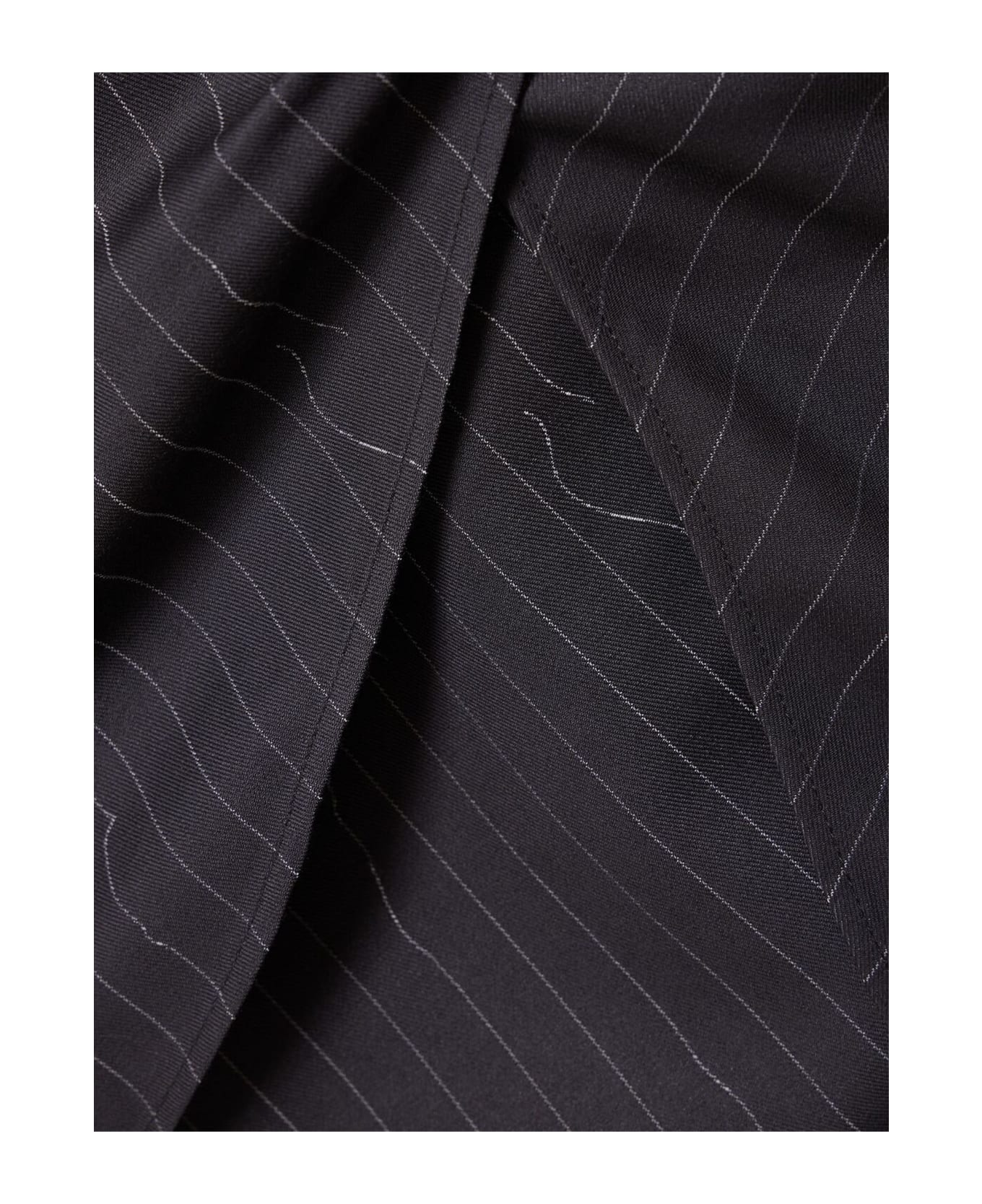 Off-White Dark Grey Pinstripe Draped Miniskirt - Grey