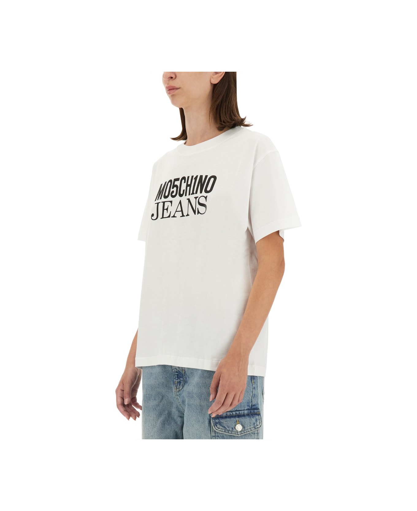 M05CH1N0 Jeans T-shirt With Logo - WHITE