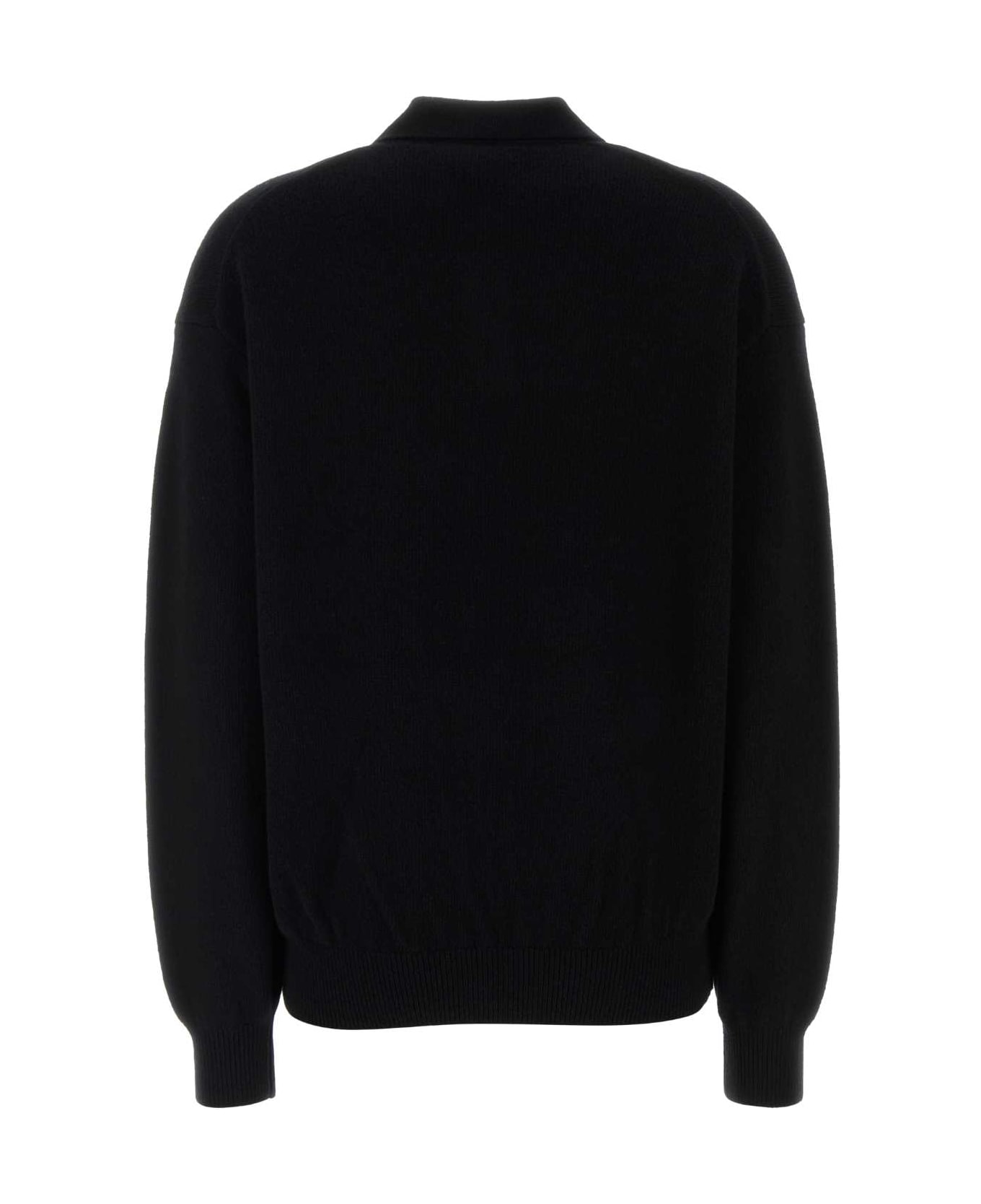 Alexander Wang Black Stretch Wool Blend Polo Shirt - BLACK