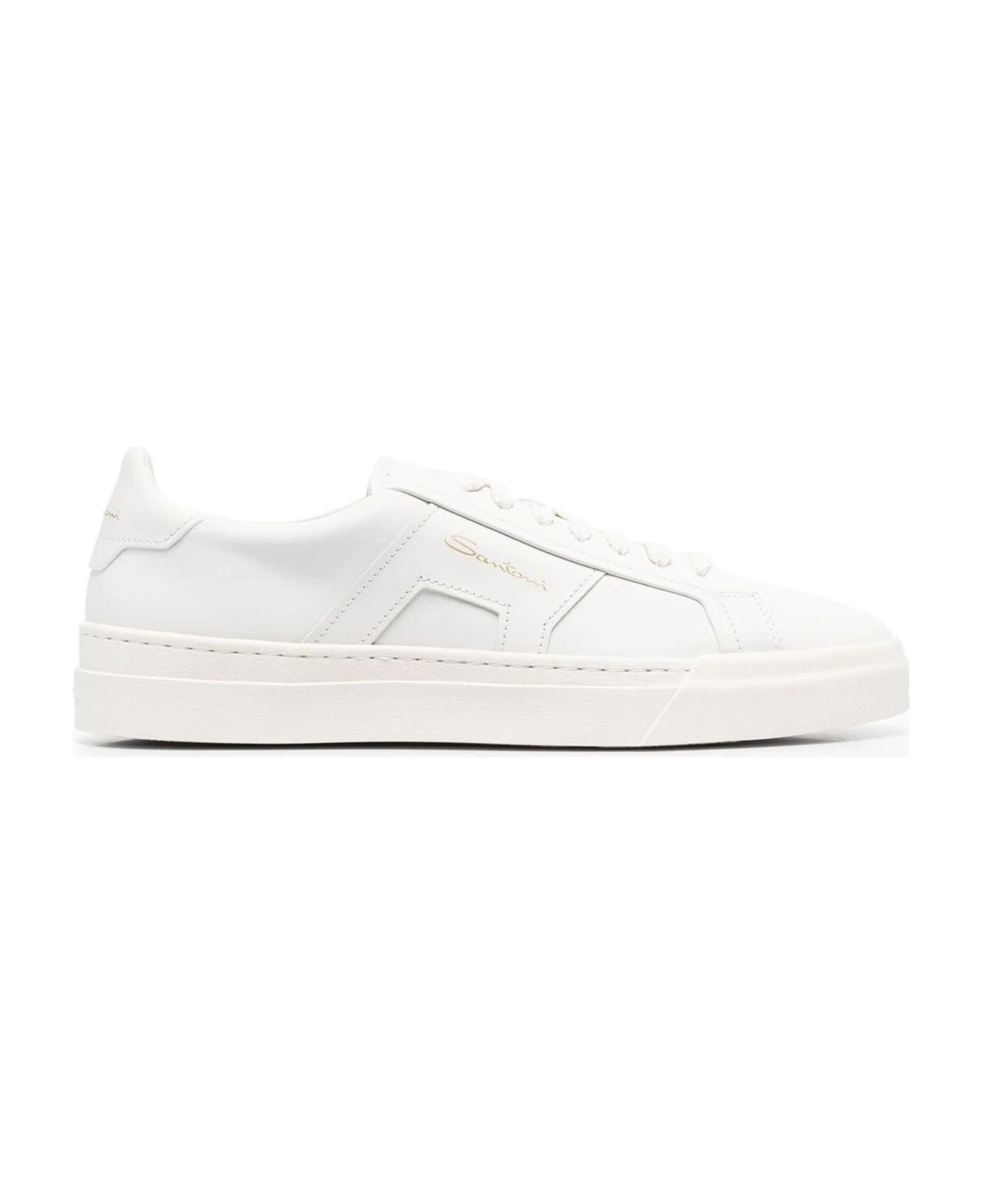 Santoni White Leather Sneakers - White