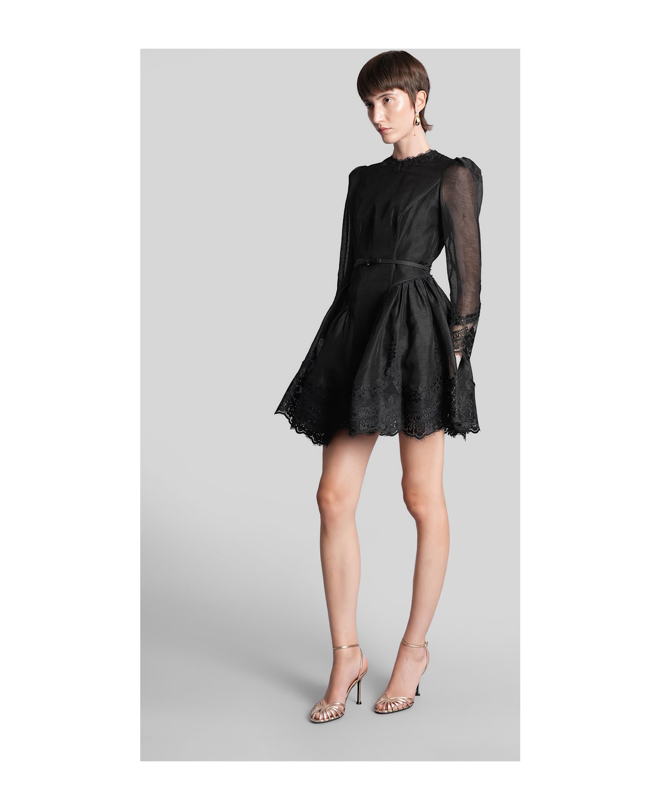 Zimmermann Mini Dress In Black Linen - black