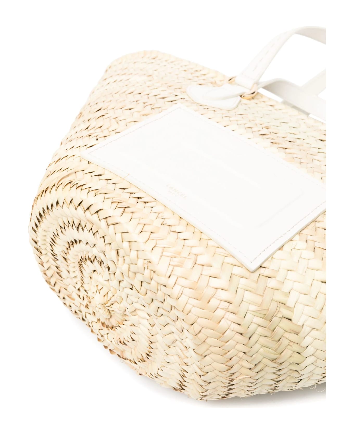 Lancel Light Beige And White Straw Beach Bag - A Natural Snow トートバッグ