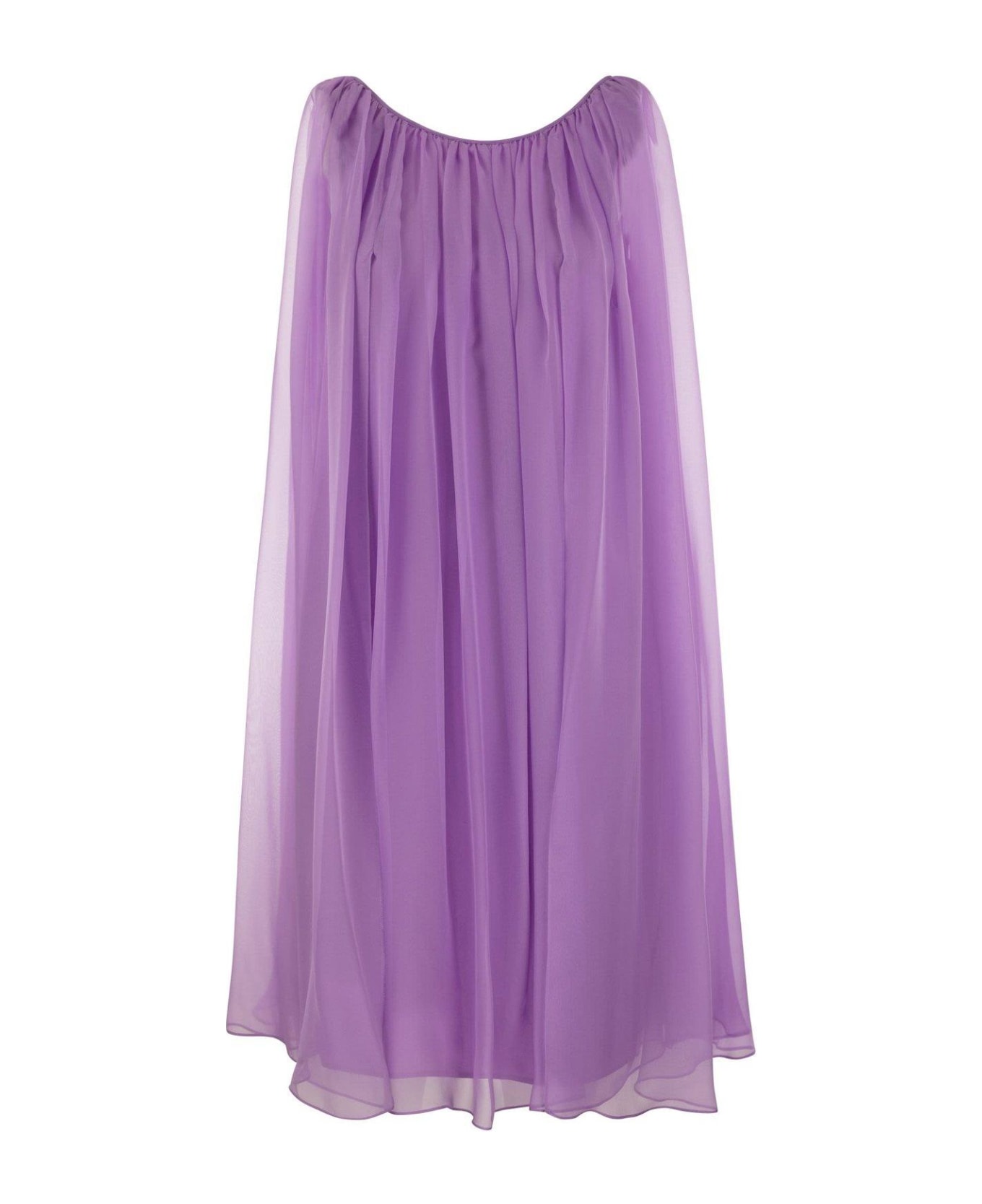 Max Mara Pianoforte Tulle Crewneck Sleeveless Dress - Purple