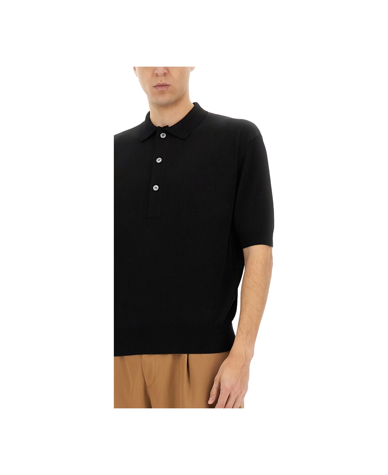 Lardini Organic Cotton Polo Shirt - BLACK