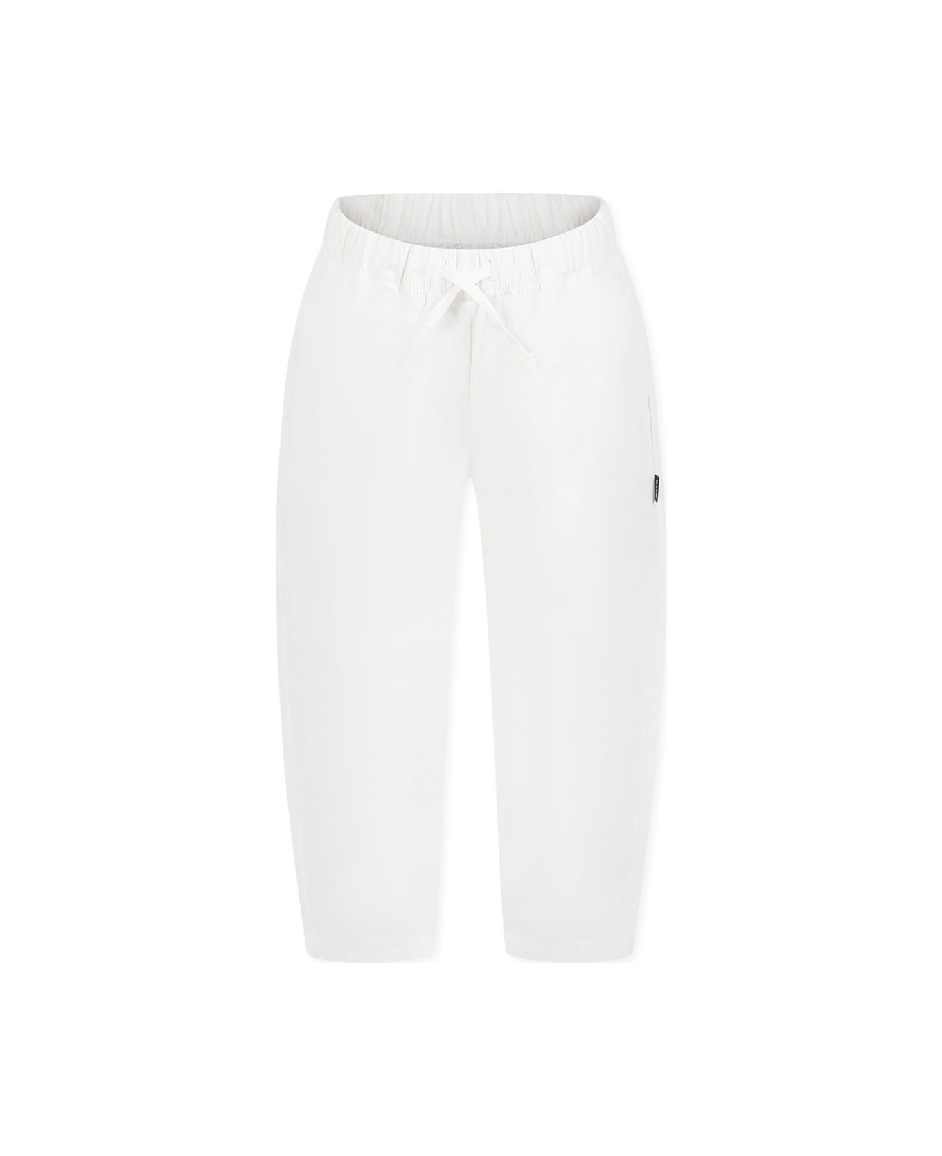 MSGM Ivory Trousers For Boy With Logo - Ivory
