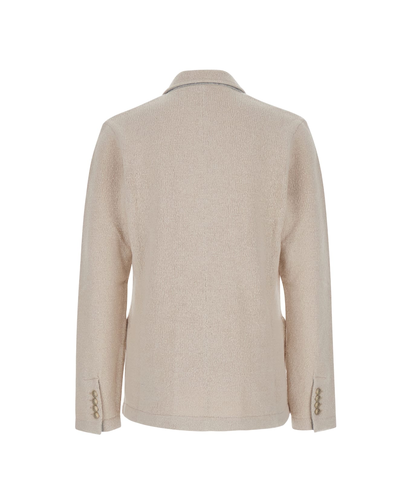 Eleventy Beige Double-breasted Jacket With Peak Revers In Wool Man - Beige