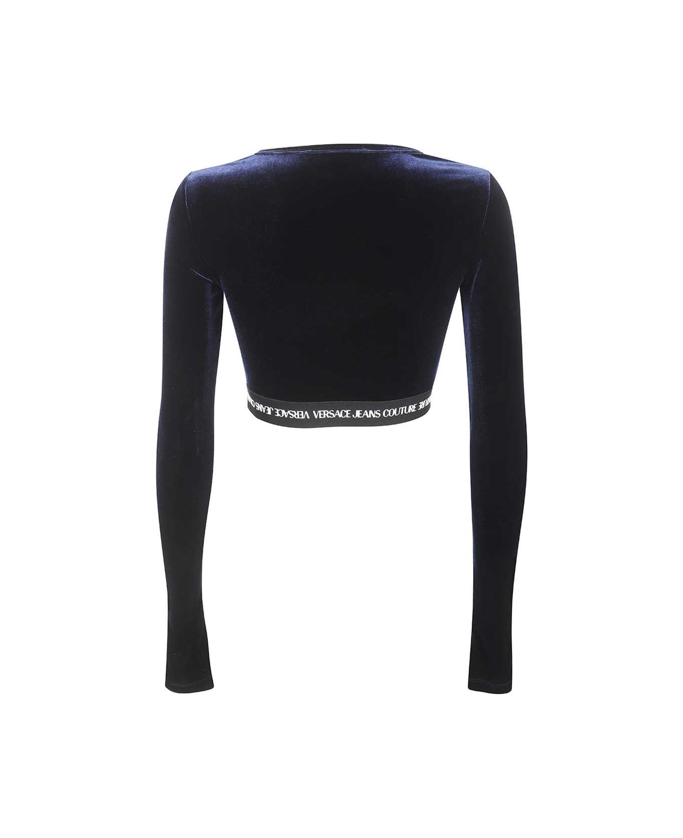 Versace Jeans Couture Long Sleeve Crop Top - blue