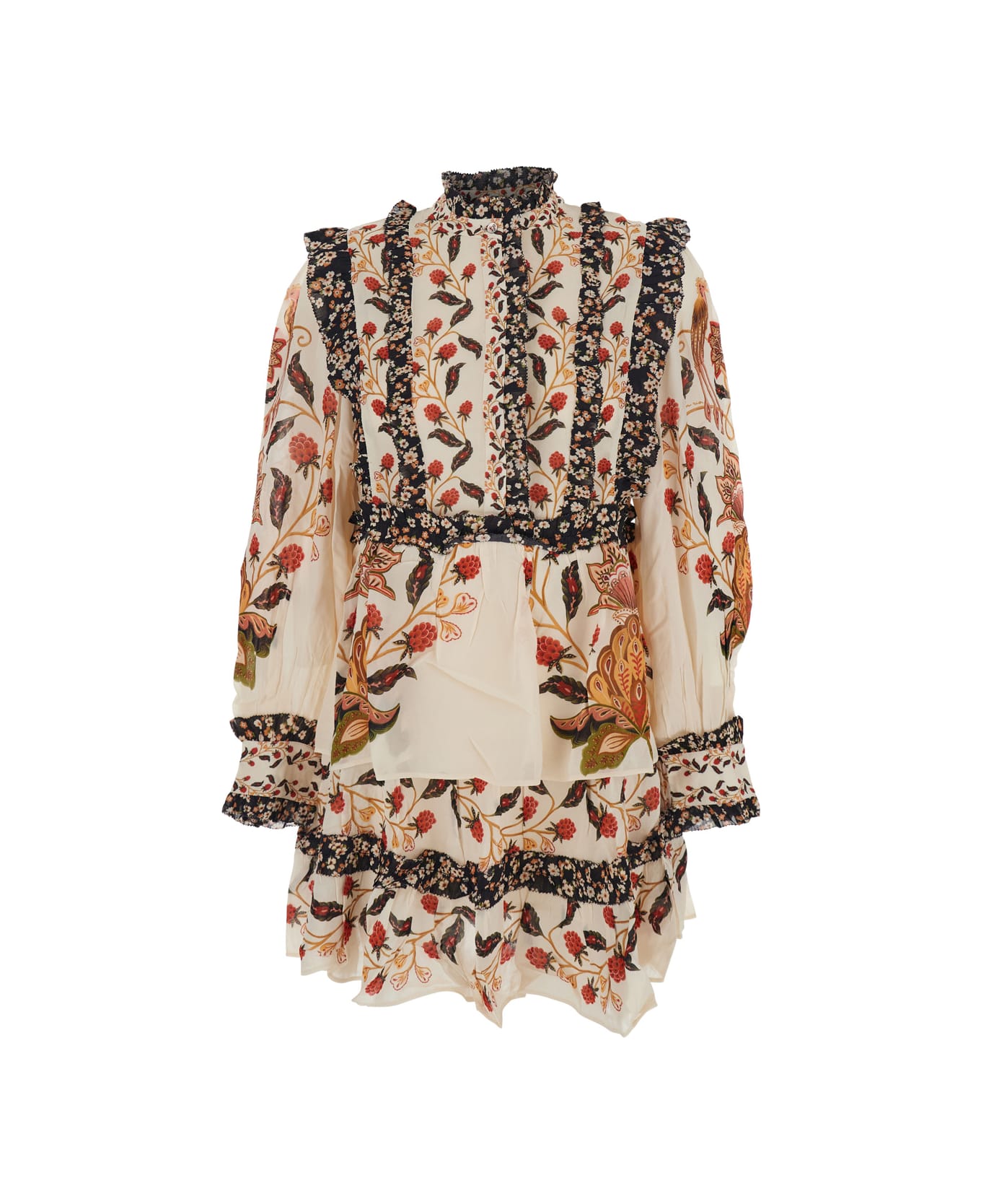 Farm Rio Berry Garden Cream Mini Dress - Multicolor