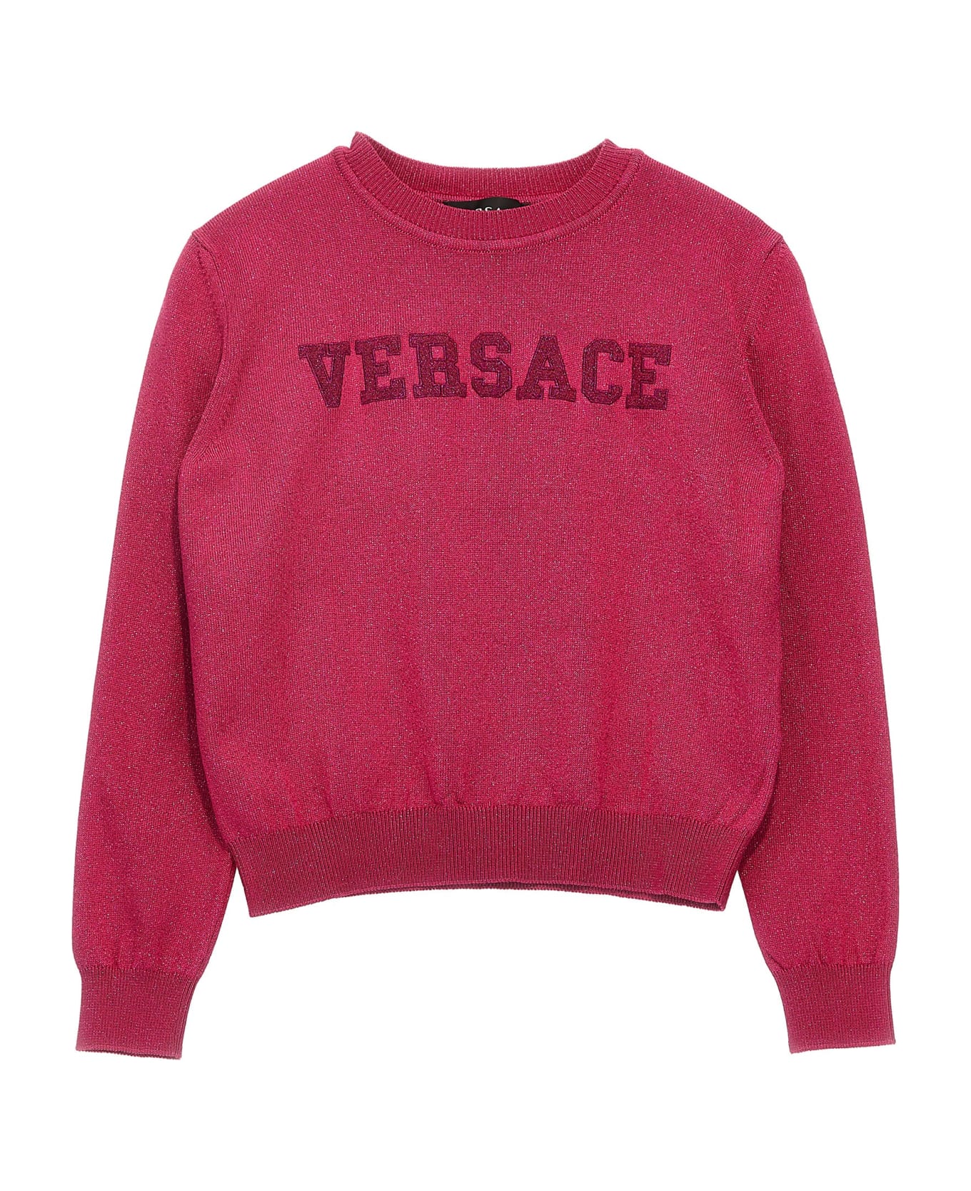 Young Versace Logo Embroidery Sweater - Fuxia Lurex