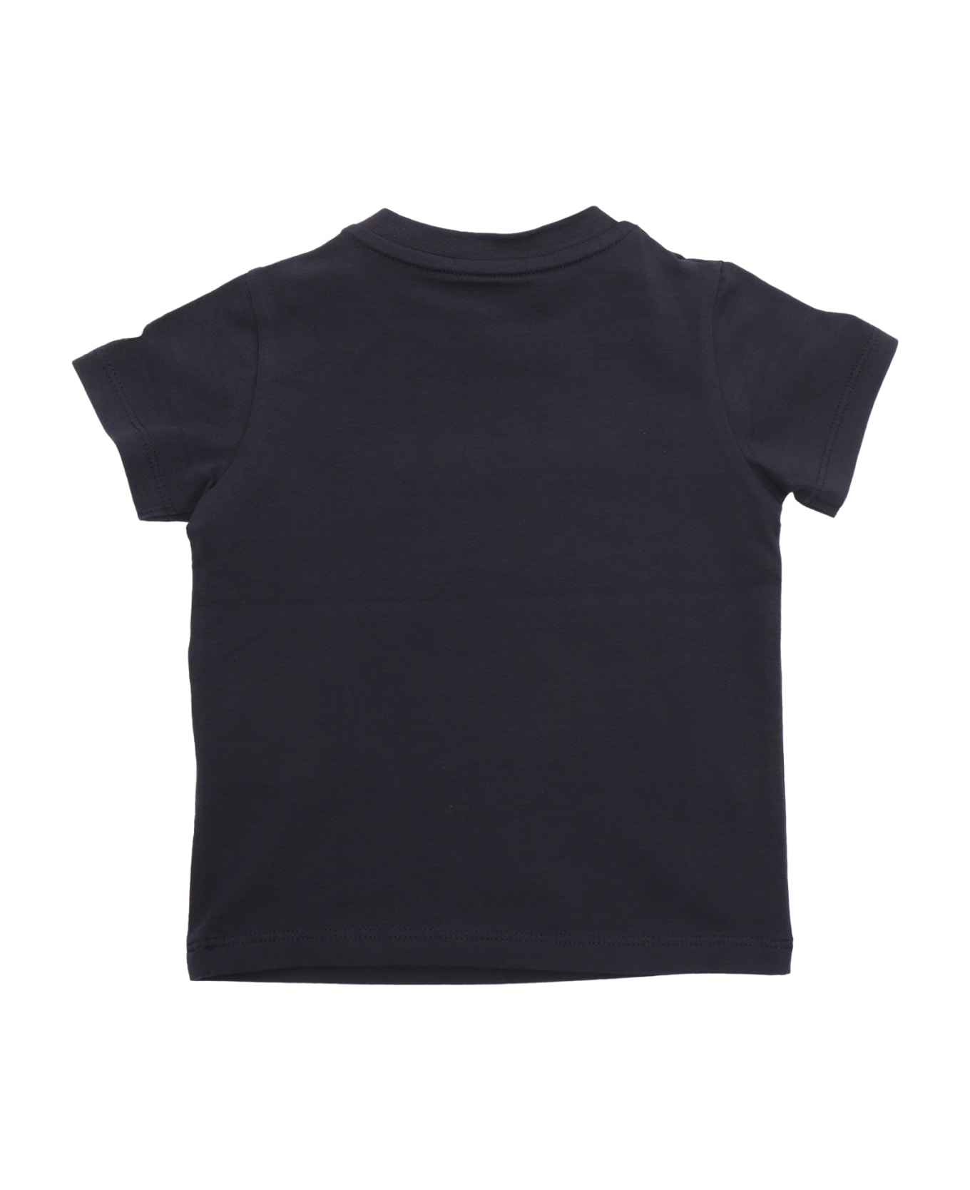 Moncler Black T-shirt With Logo - BLUE