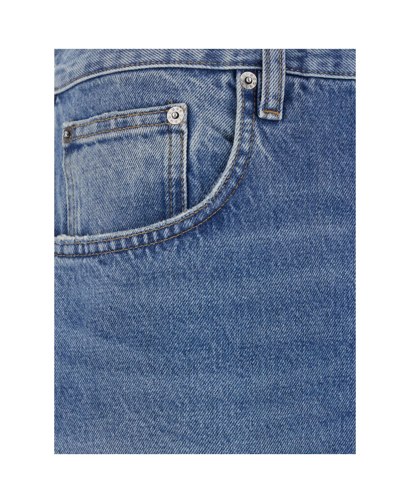 Sunflower Blue Five Pocket Jeans With Logo Patch On The Back In Denim Man - Blu