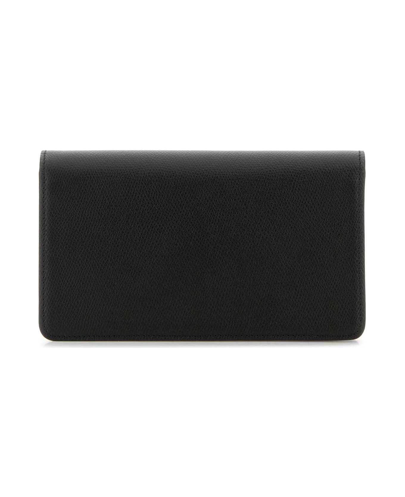 Valentino Garavani Black Leather Vlogo Signature Clutch - NERO