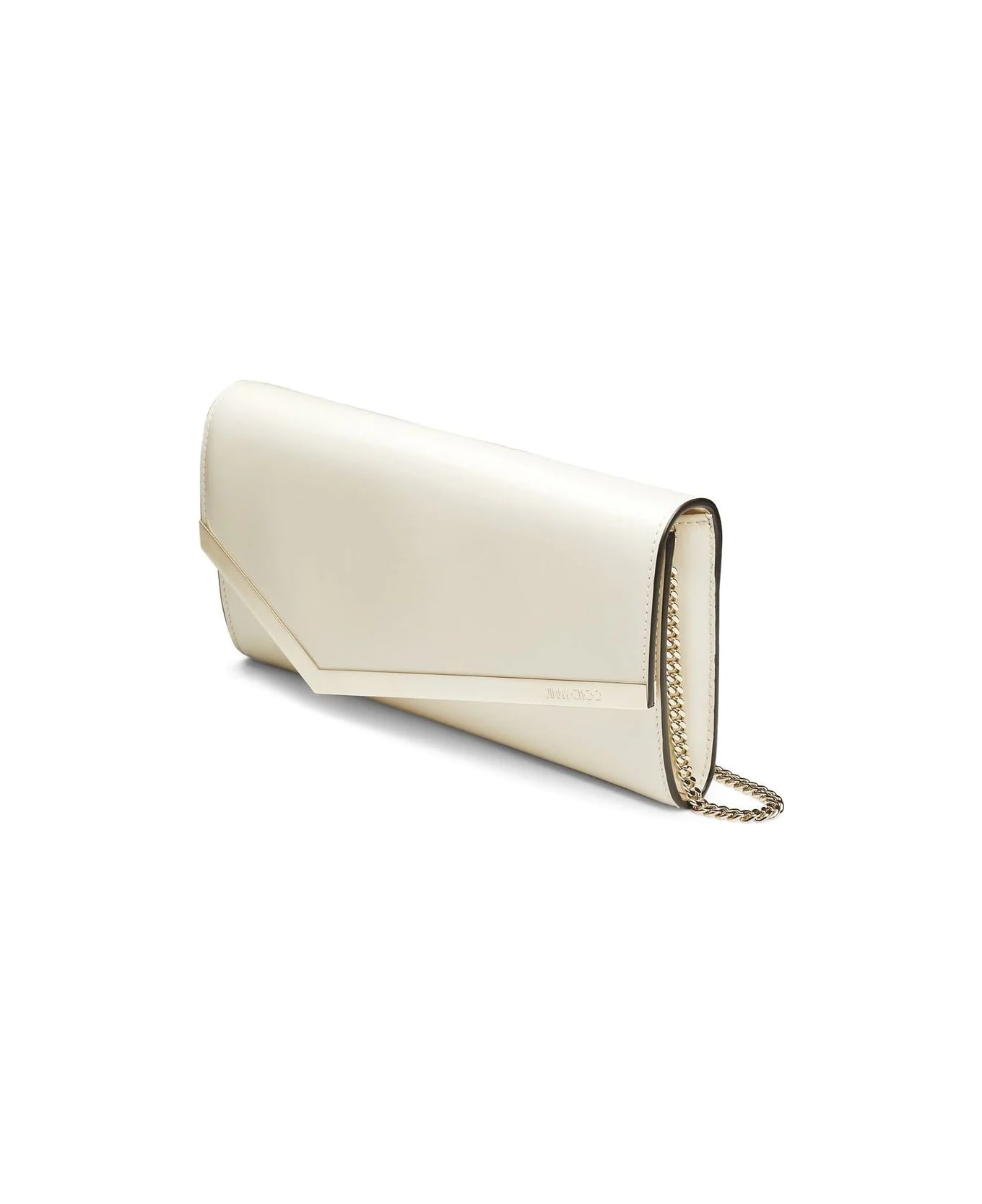 Jimmy Choo Emmie Clutch Bag In Milk Patent Leather - White クラッチバッグ