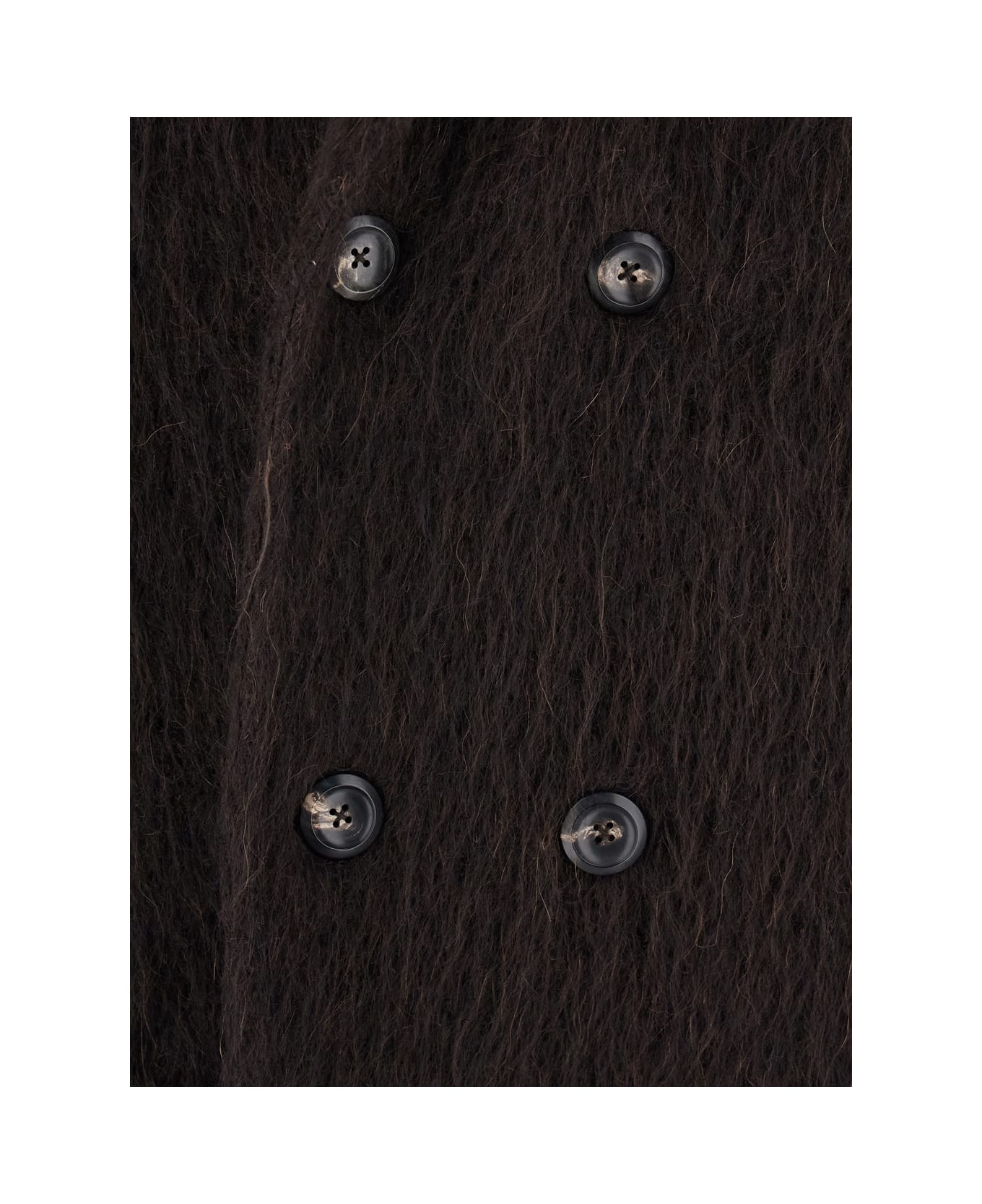 Emporio Armani Brown Double-breasted Coat With Classic Lapels And Brushed Effect In Mohair Man - Brown