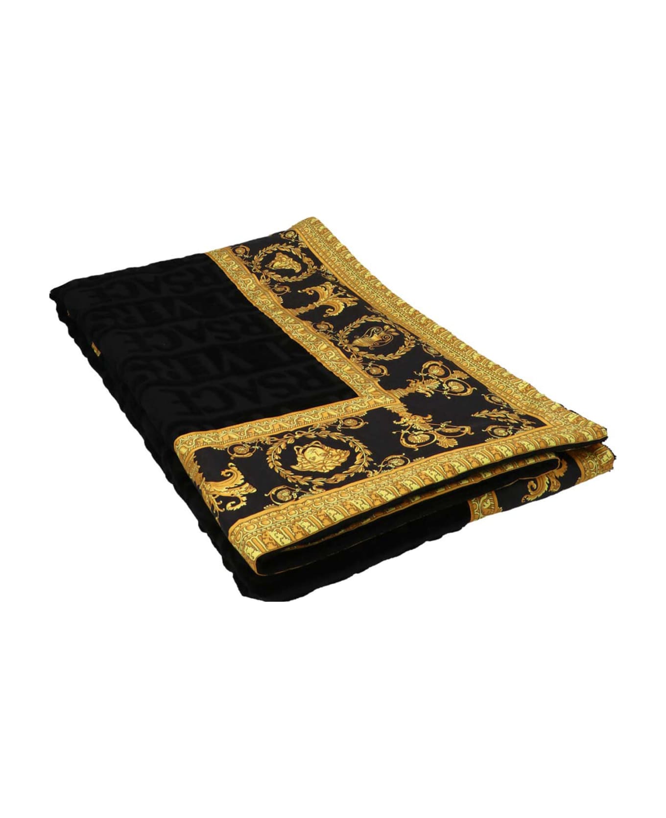 Versace 'barocco' Beach Towel - Black  