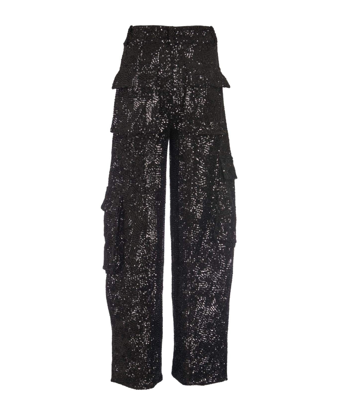 Rotate by Birger Christensen Sequin Cargo Trousers - Black