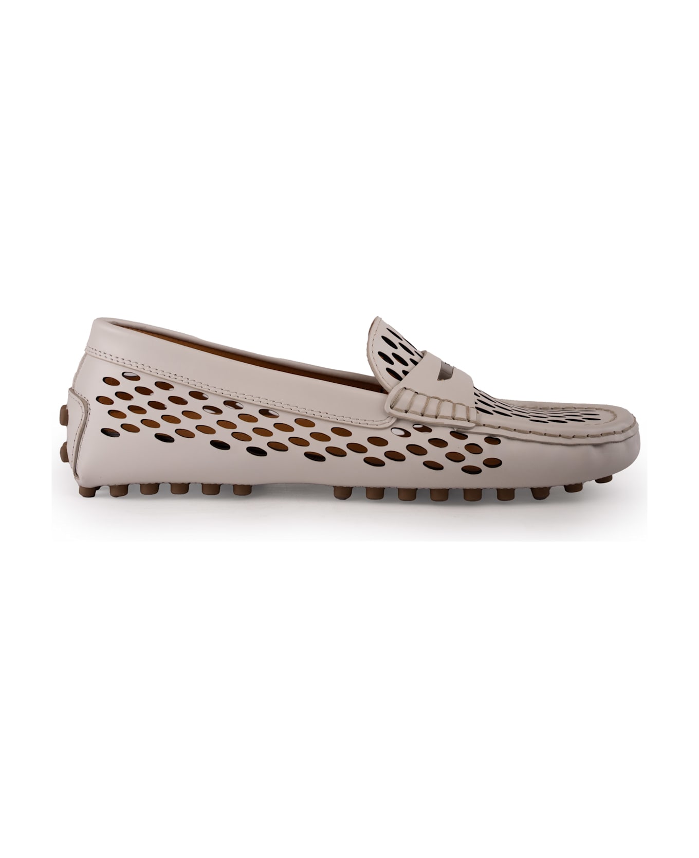 Tod's Perforated Leather Loafers - CREMA