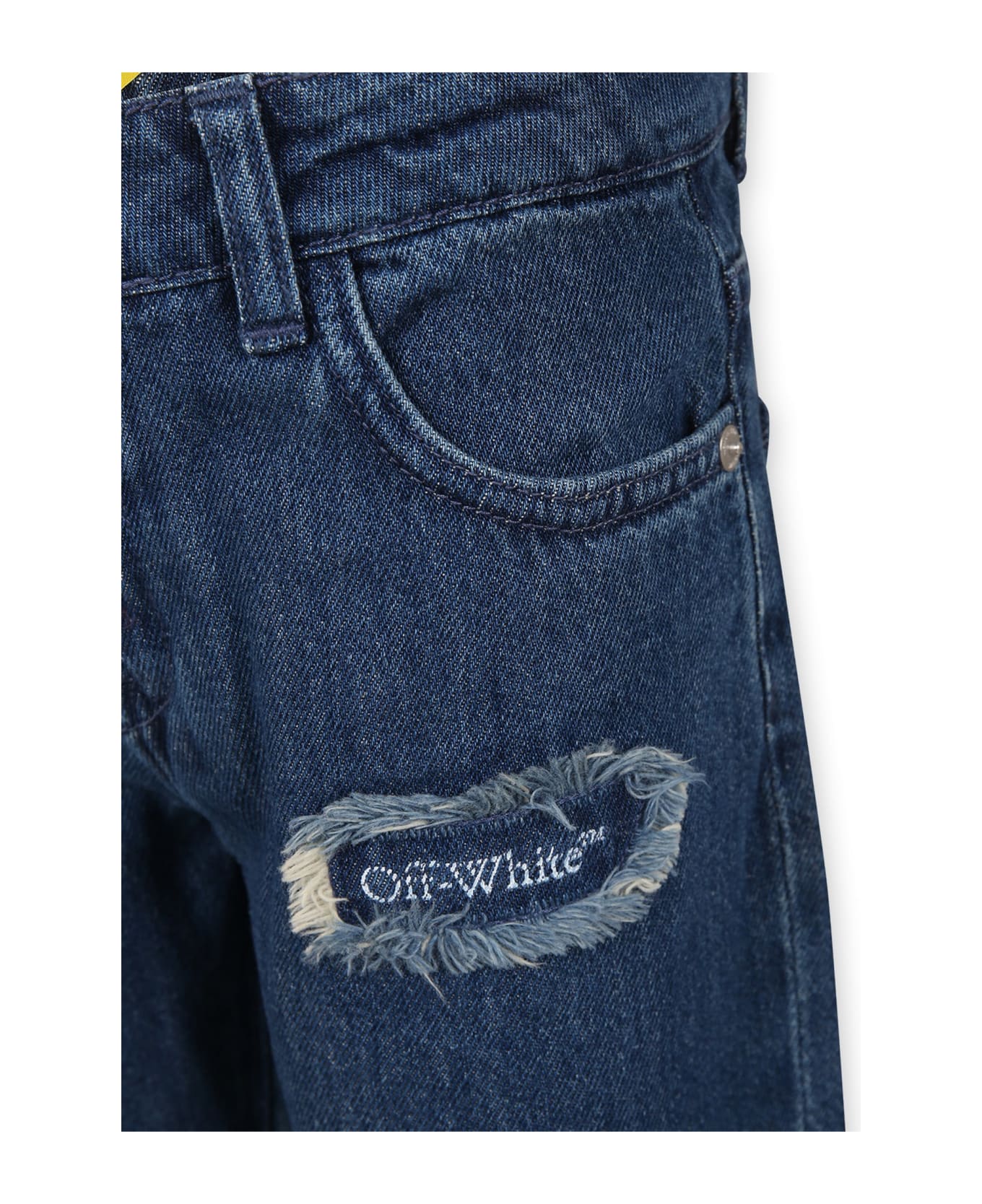 Off-White Blue Jeans For Boy With Logo - Denim