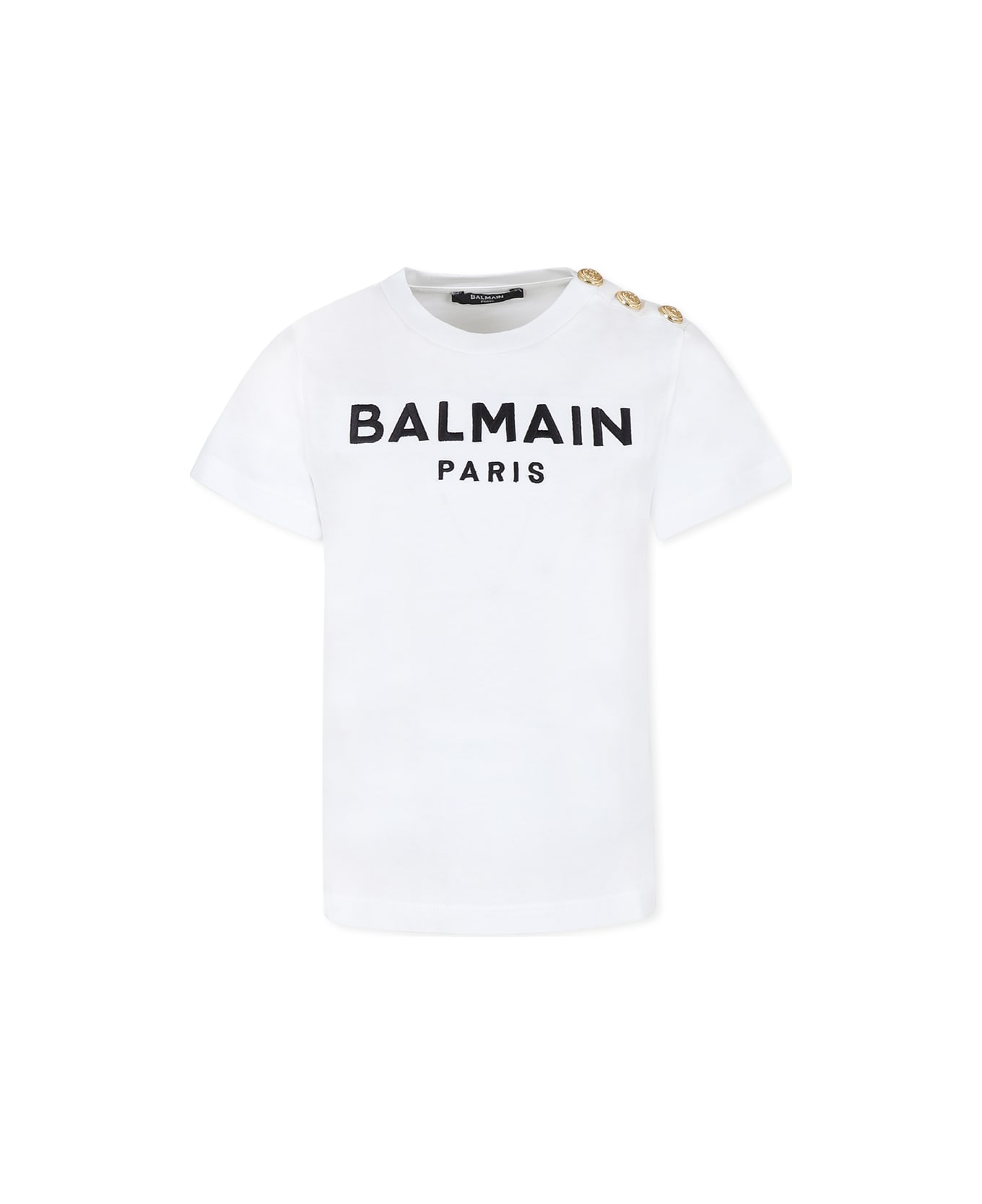 Balmain White T-shirt For Girl With Logo - White