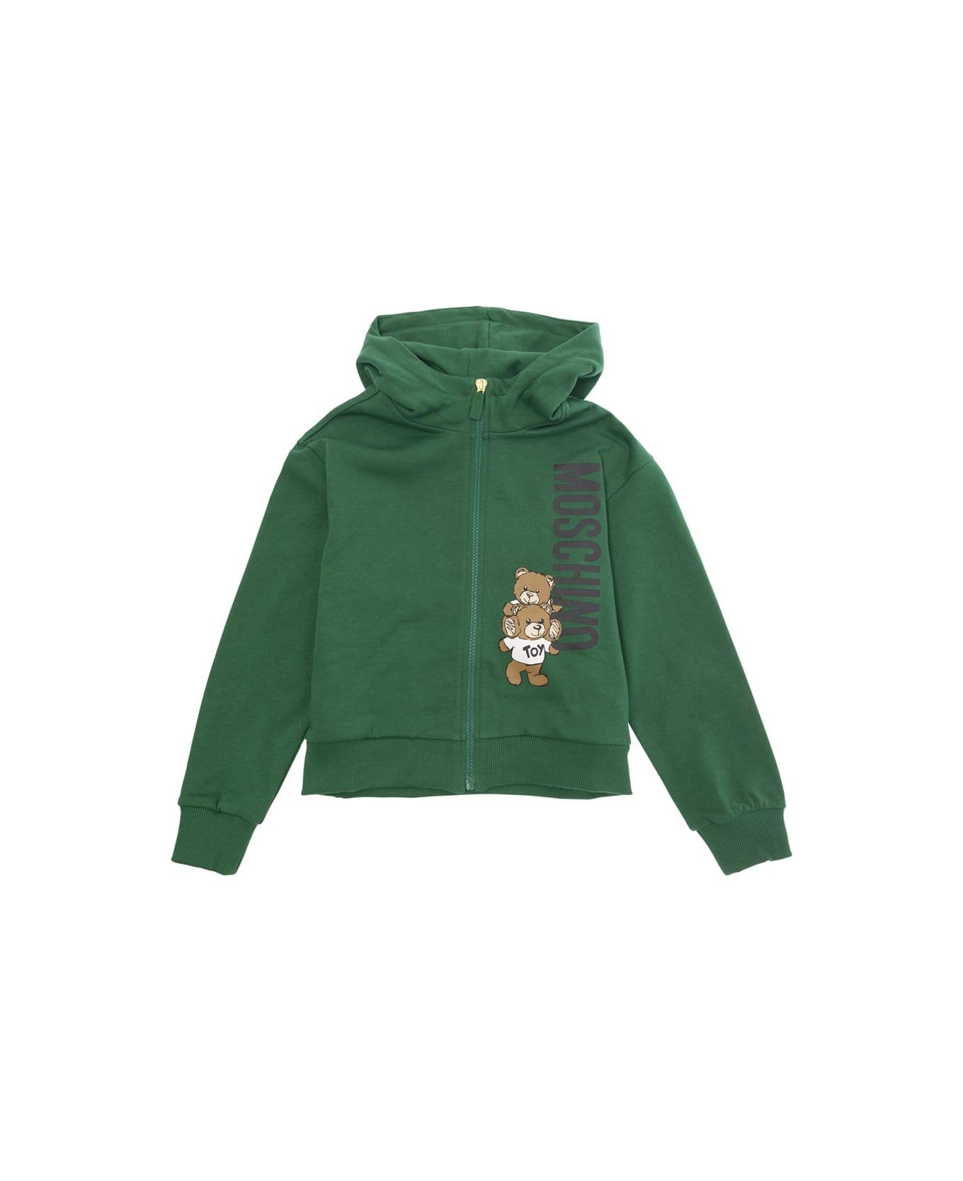 Moschino Green Hoodie With Teddy Print In Cotton Boy - Green