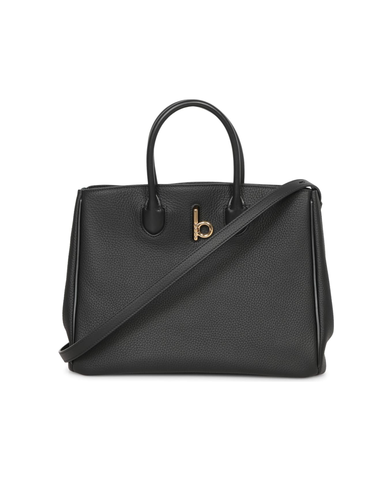 Burberry Black Leather Small Rocking Horse Handbag - BLACK