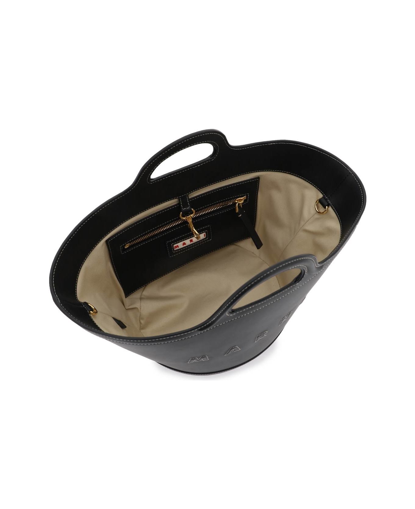 Marni Leather Small Tropicalia Bucket Bag - BLACK (Black)