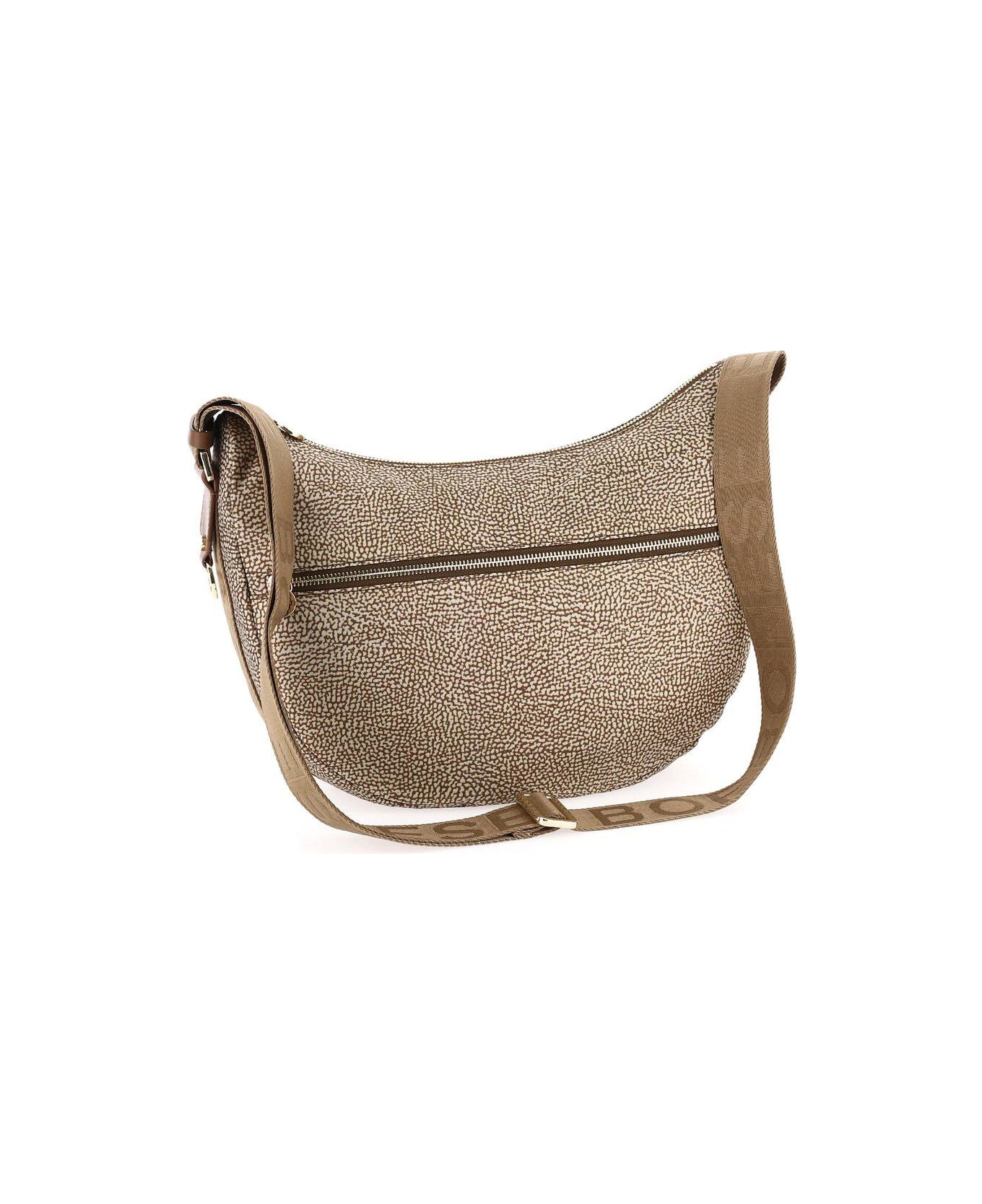 Borbonese Zipped Medium Shoulder Bag - Beige/marrone