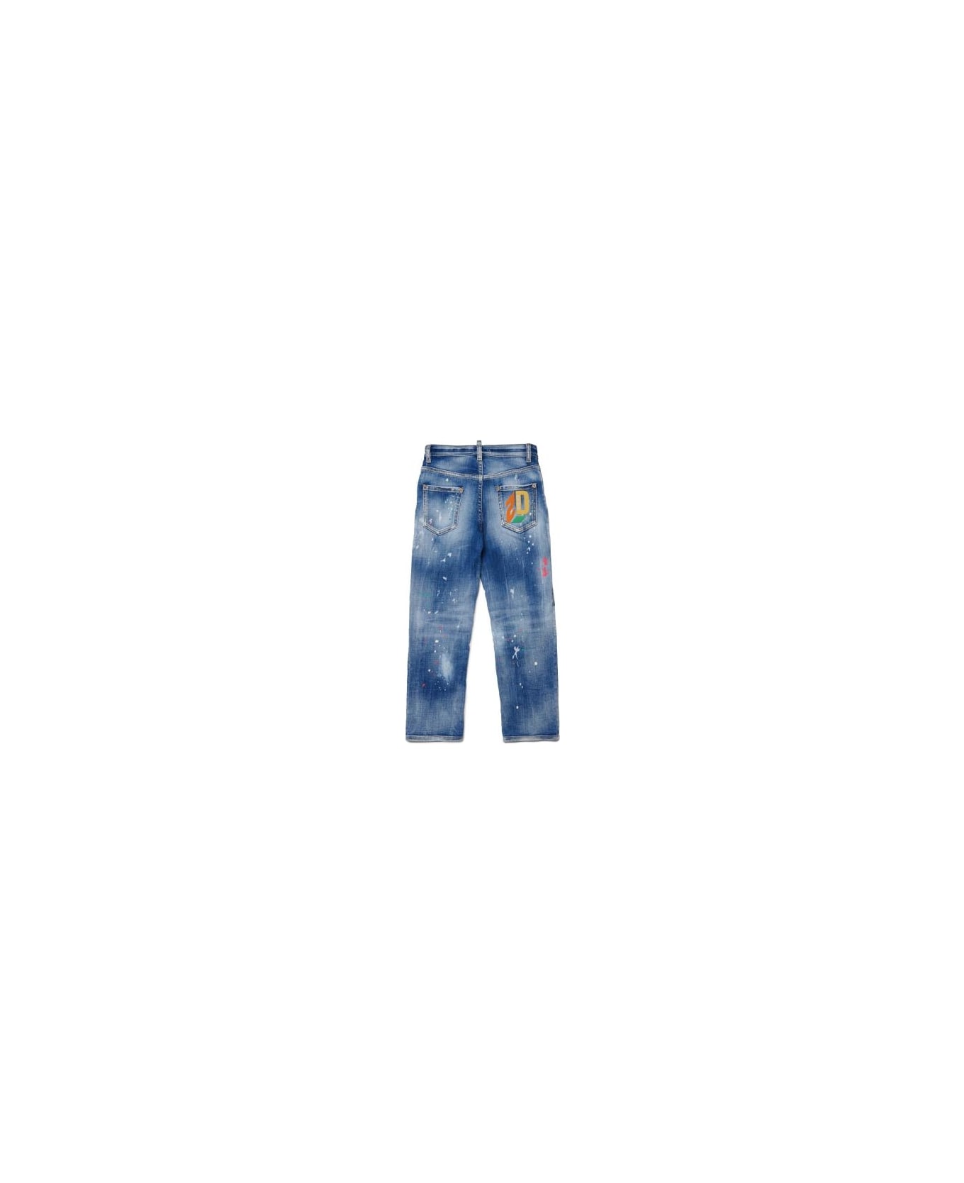 Dsquared2 Jeans Dritti Con Ricamo - Blue