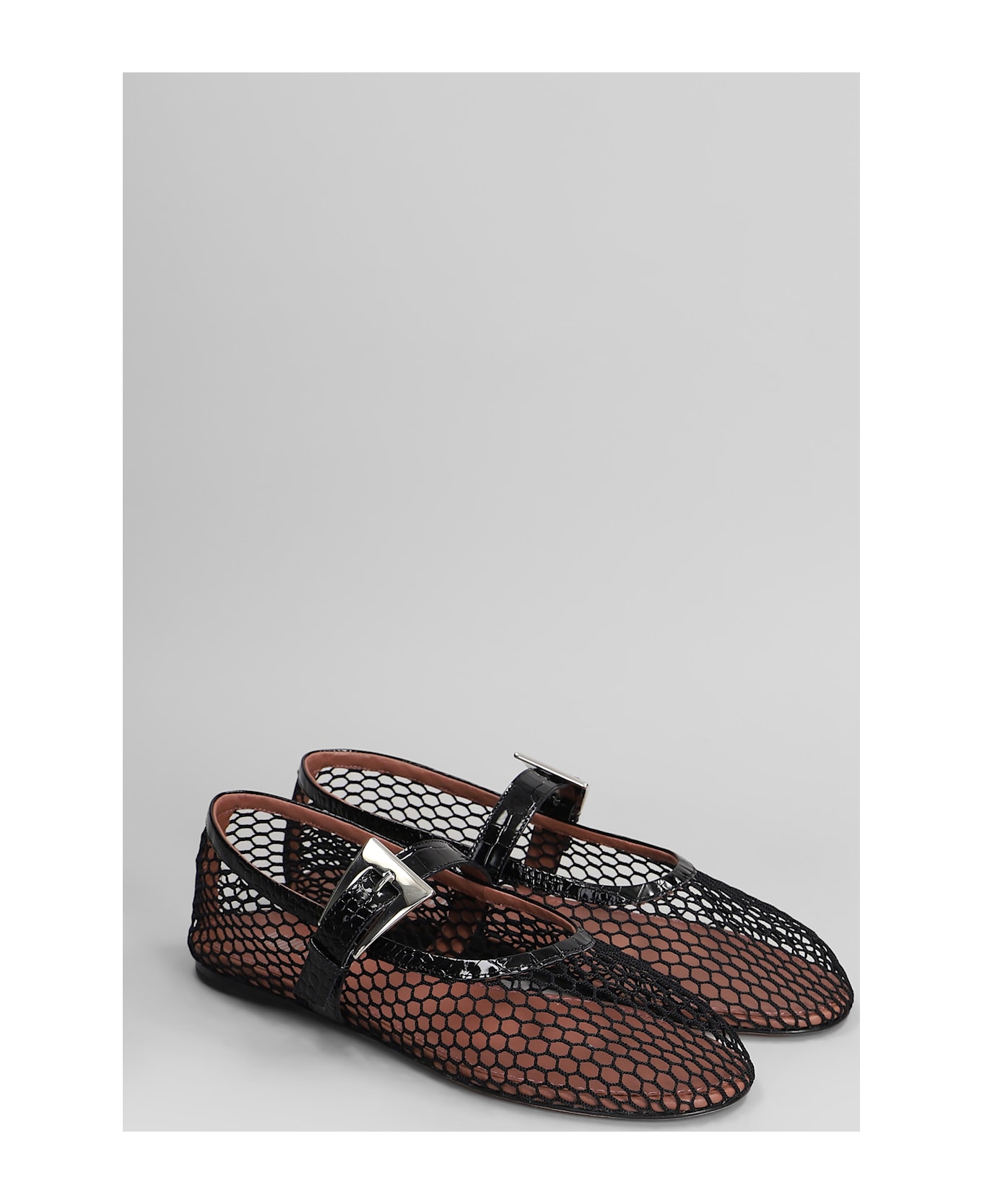 Paris Texas Sveva Buckle Ballet Flats In Black Leather - black