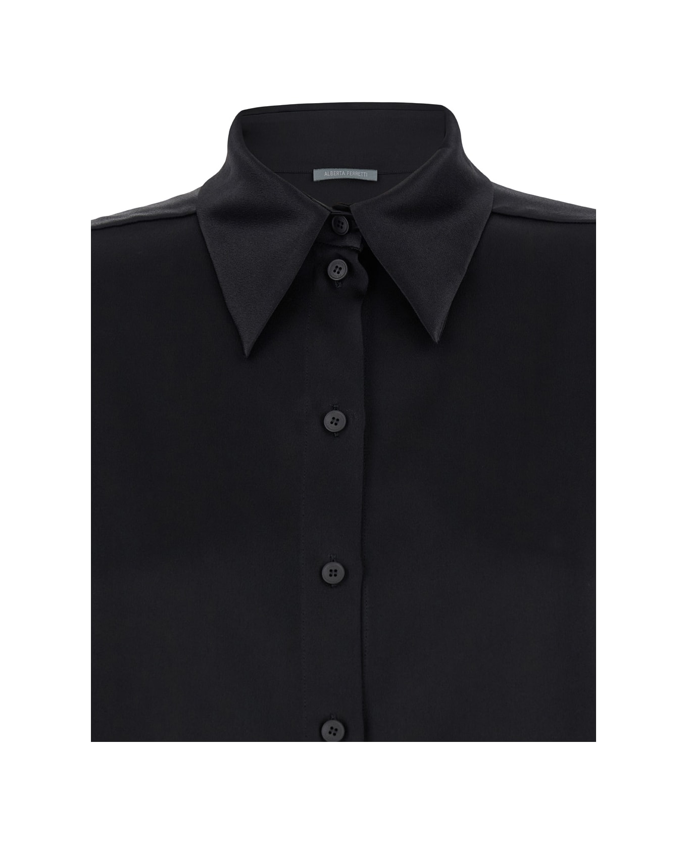 Alberta Ferretti Black Shirt With Pointed Collar In Silk Blend Woman - NERO