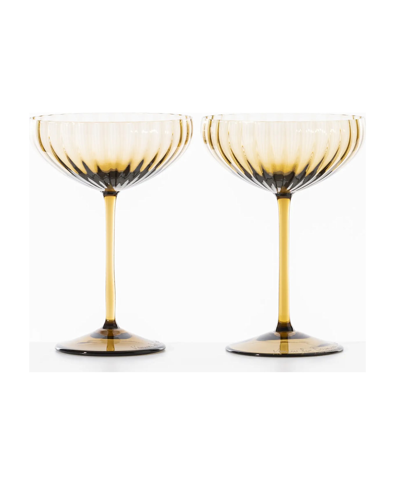 Venini Set Of 2 'bollicine' Champagne Cups 10.8 Cm - Yellow