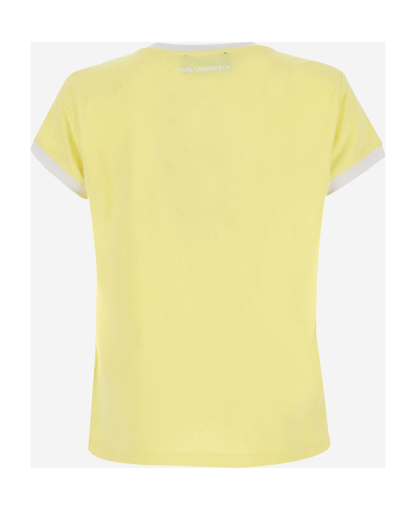Karl Lagerfeld Cotton Blend T-shirt With Logo - Yellow