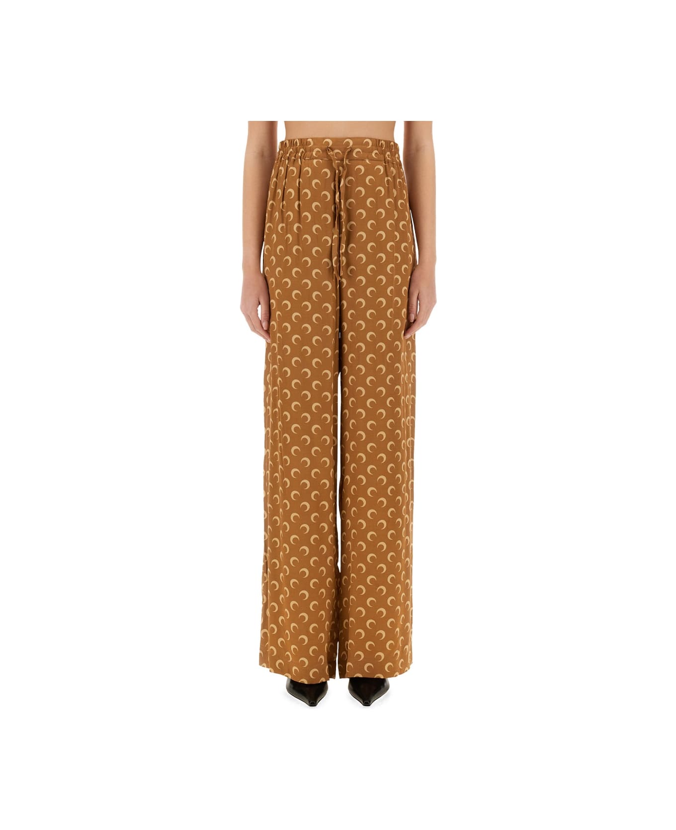 Marine Serre Satin Pants "moon" - BEIGE