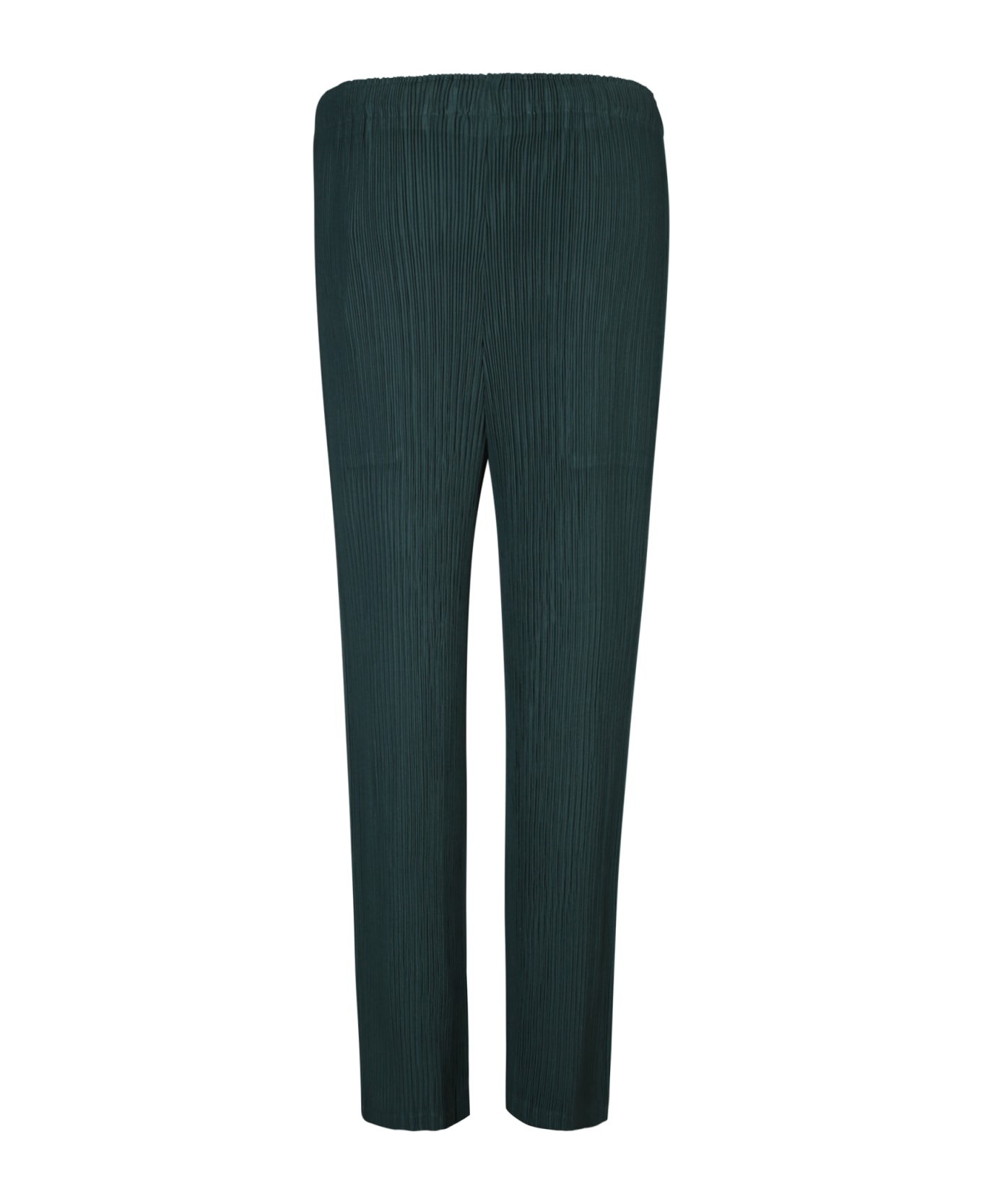 Issey Miyake Pleated Green Straight Trousers - Green ボトムス